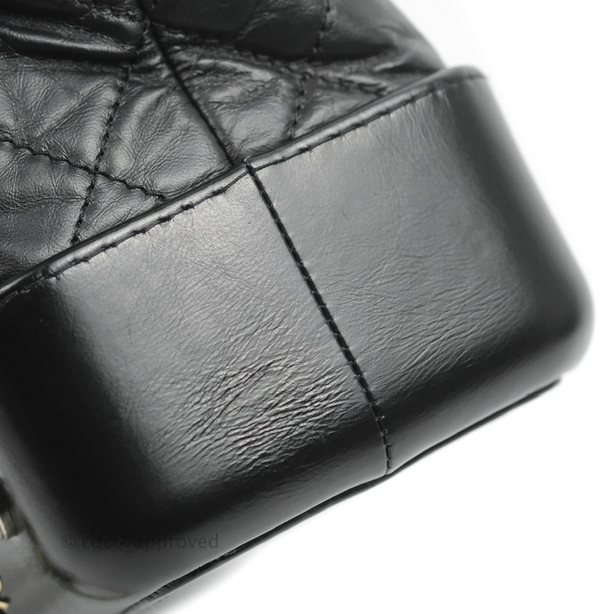 Chanel Gabrielle Backpack Black Aged Calfskin Medium Black – Coco