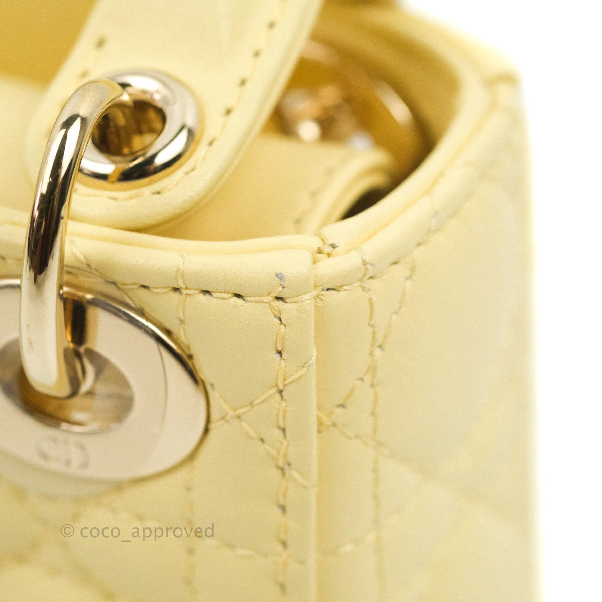 Lady dior leather handbag Dior Yellow in Leather - 33545062