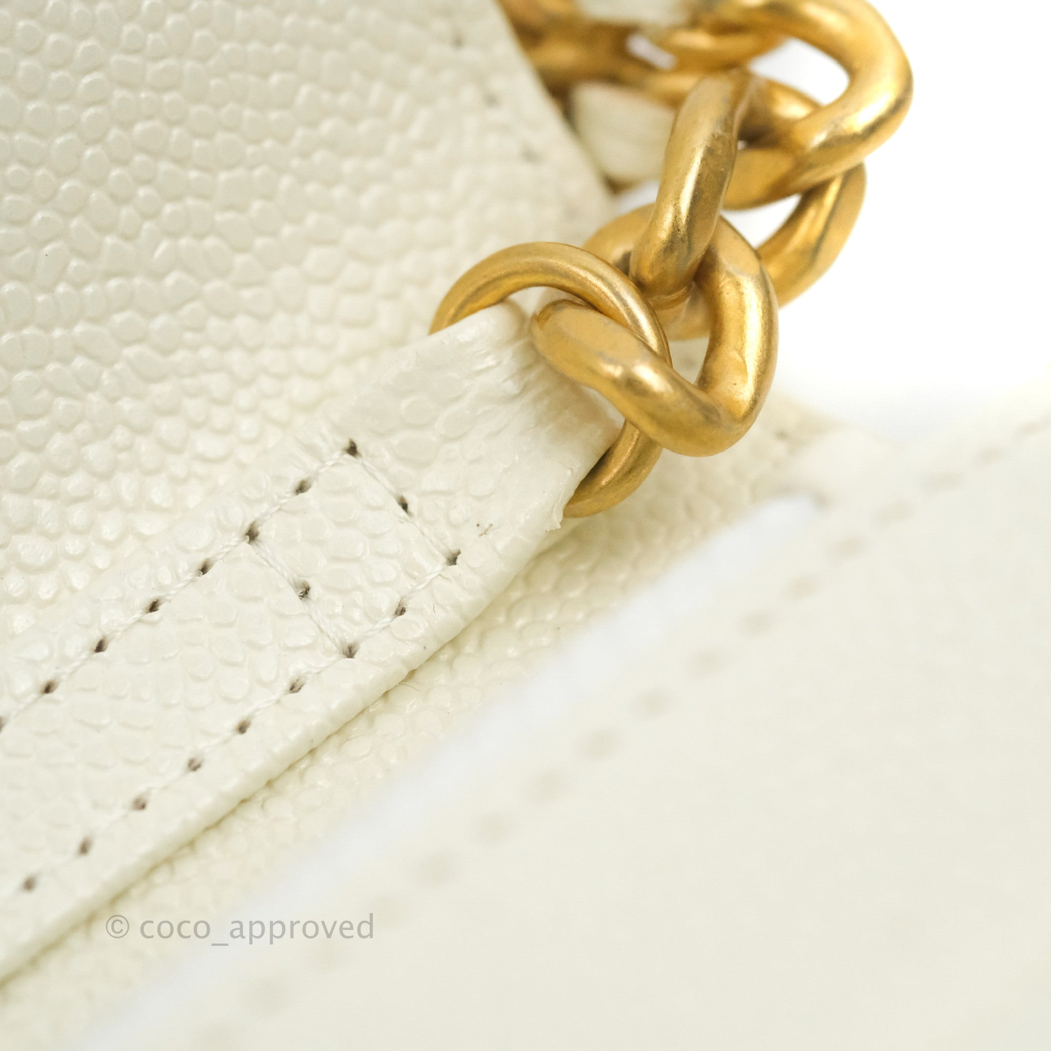 Chanel Quilted Wallet On Chain WOC Melody Ivory White Caviar Gold