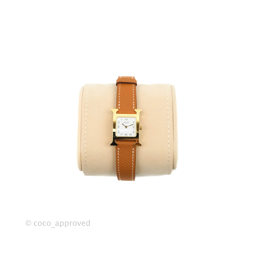 Hermès Heure H PM Watch Gold Epsom Gold Hardware