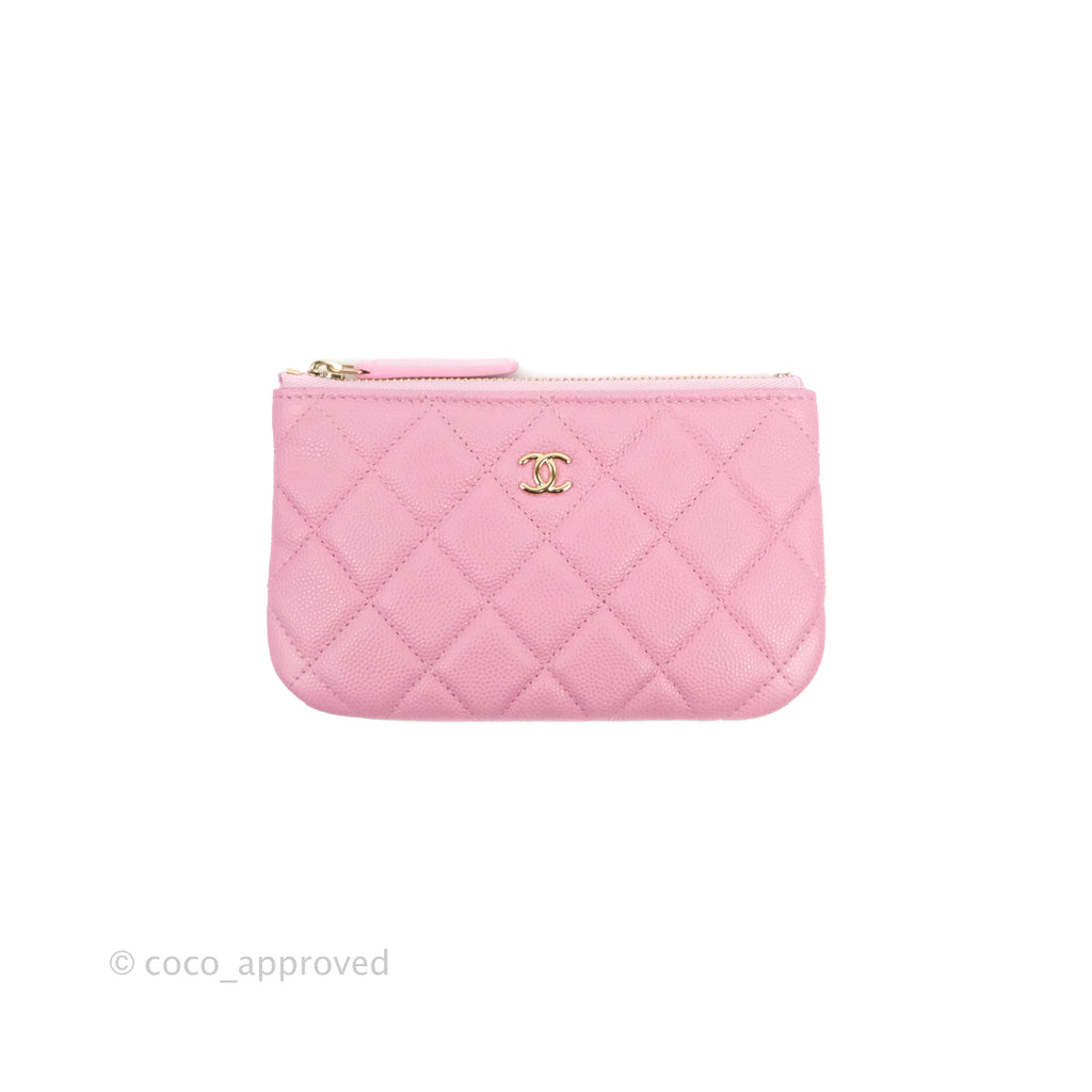 Chanel Quilted Mini O Case Light Pink Caviar Gold Hardware