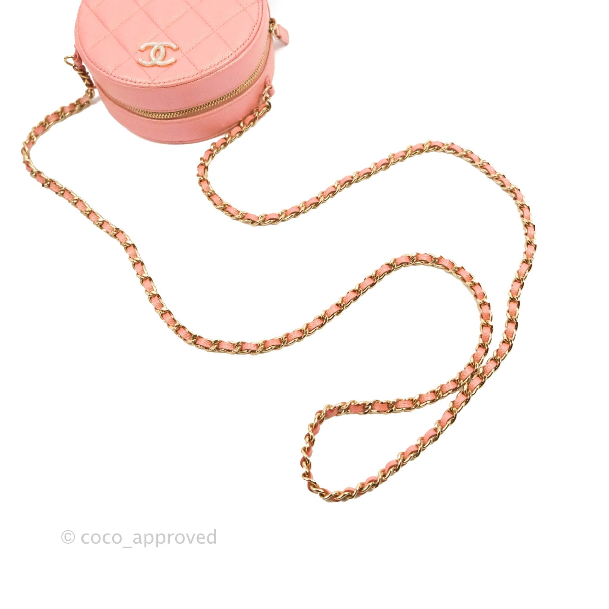 Chanel Pink Round As Earth Bag of Patent Leather with Silver