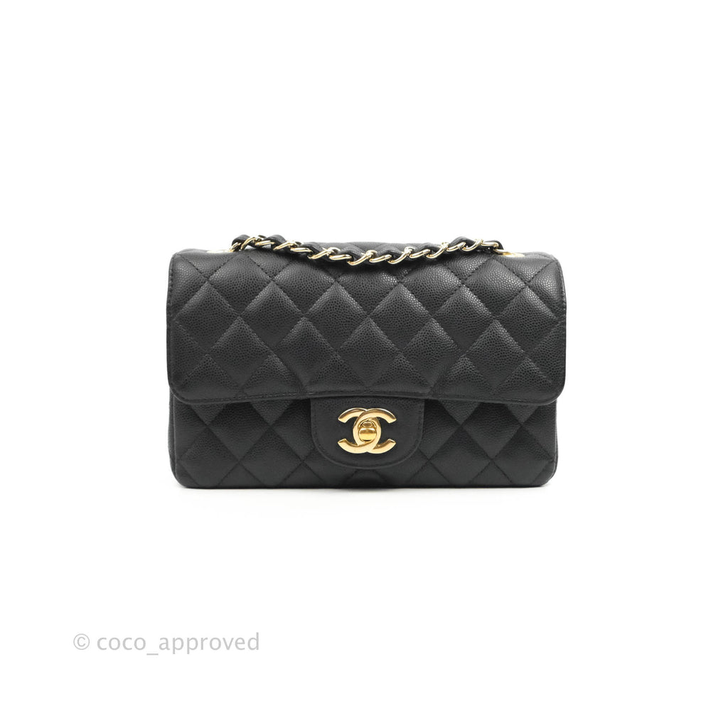 Chanel Classic Mini Rectangular Flap Black Caviar Gold Hardware