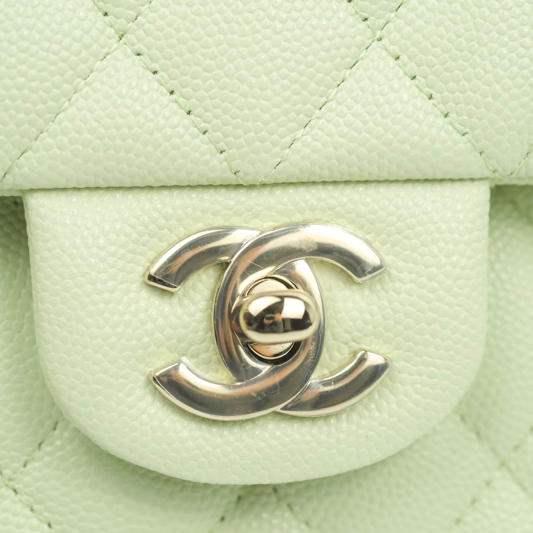 Chanel Small Classic Quilted Flap Mint Green Caviar Gold Hardware 22C –  Coco Approved Studio
