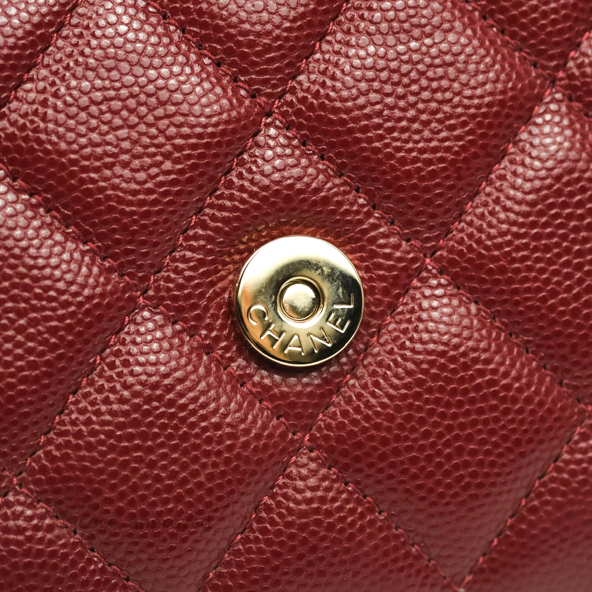 Chanel Quilted Wallet on Chain WOC Burgundy Caviar Gold Hardware