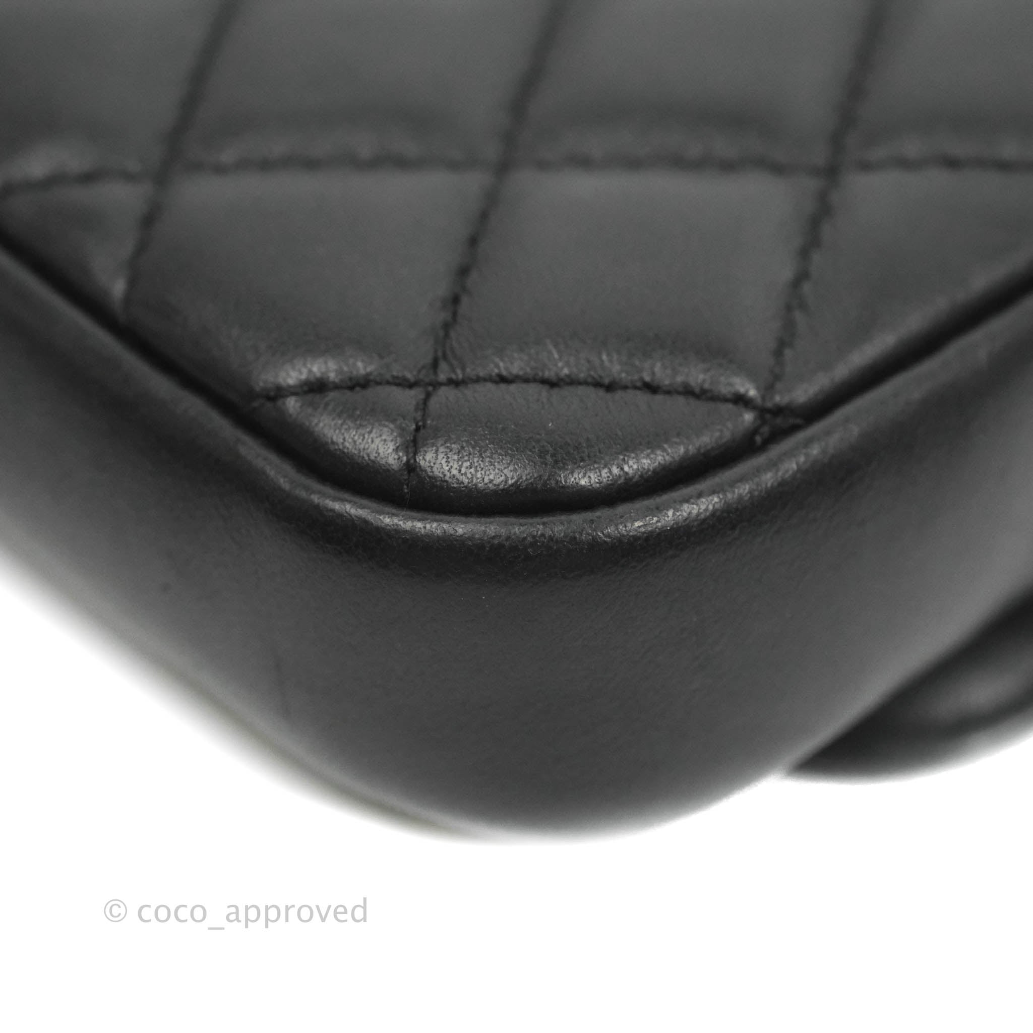 Chanel Classic Twin Flap Bag Side Pack Black Lambskin Gold Hardware