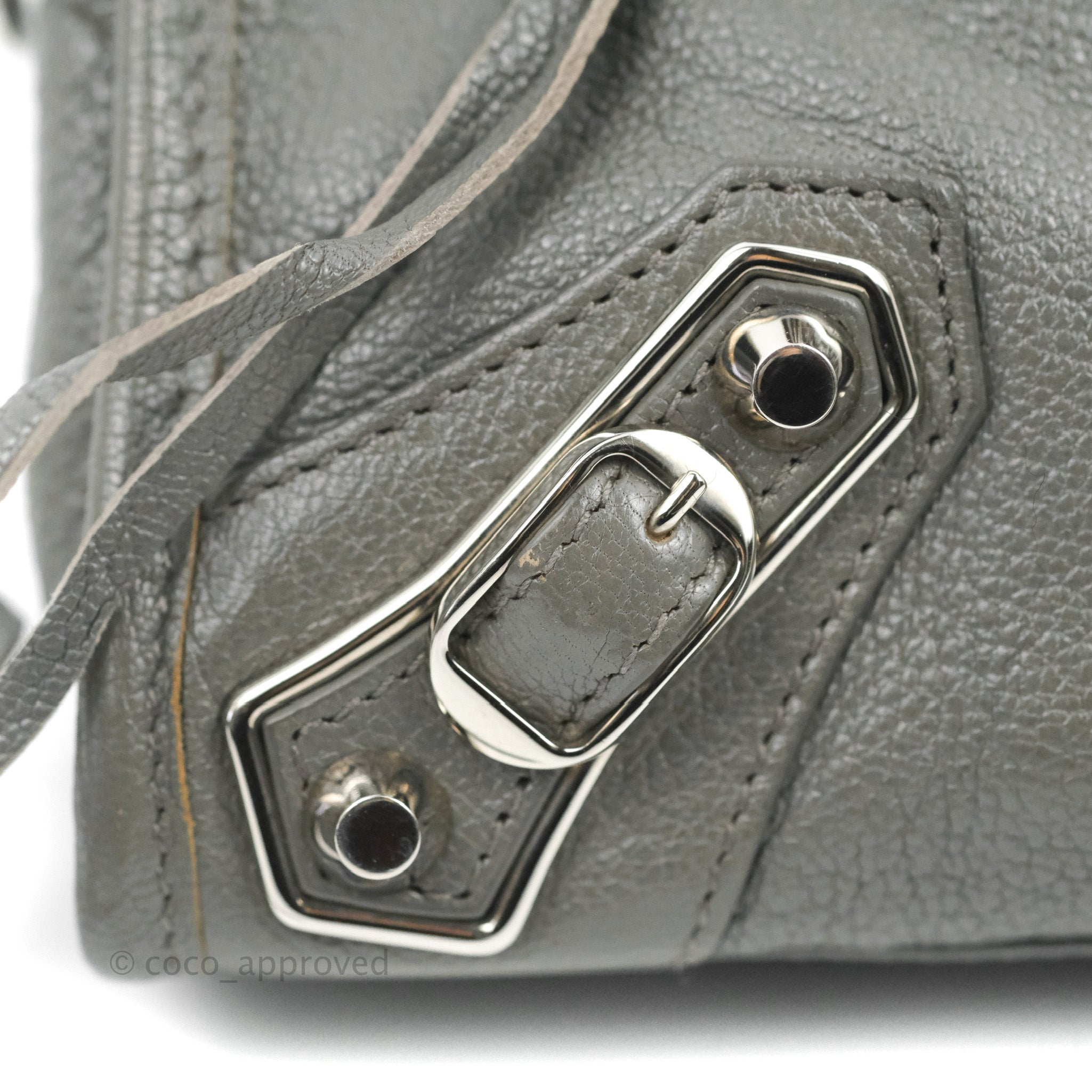 Balenciaga Classic Mini City Bag Grey Aged Calfskin Silver