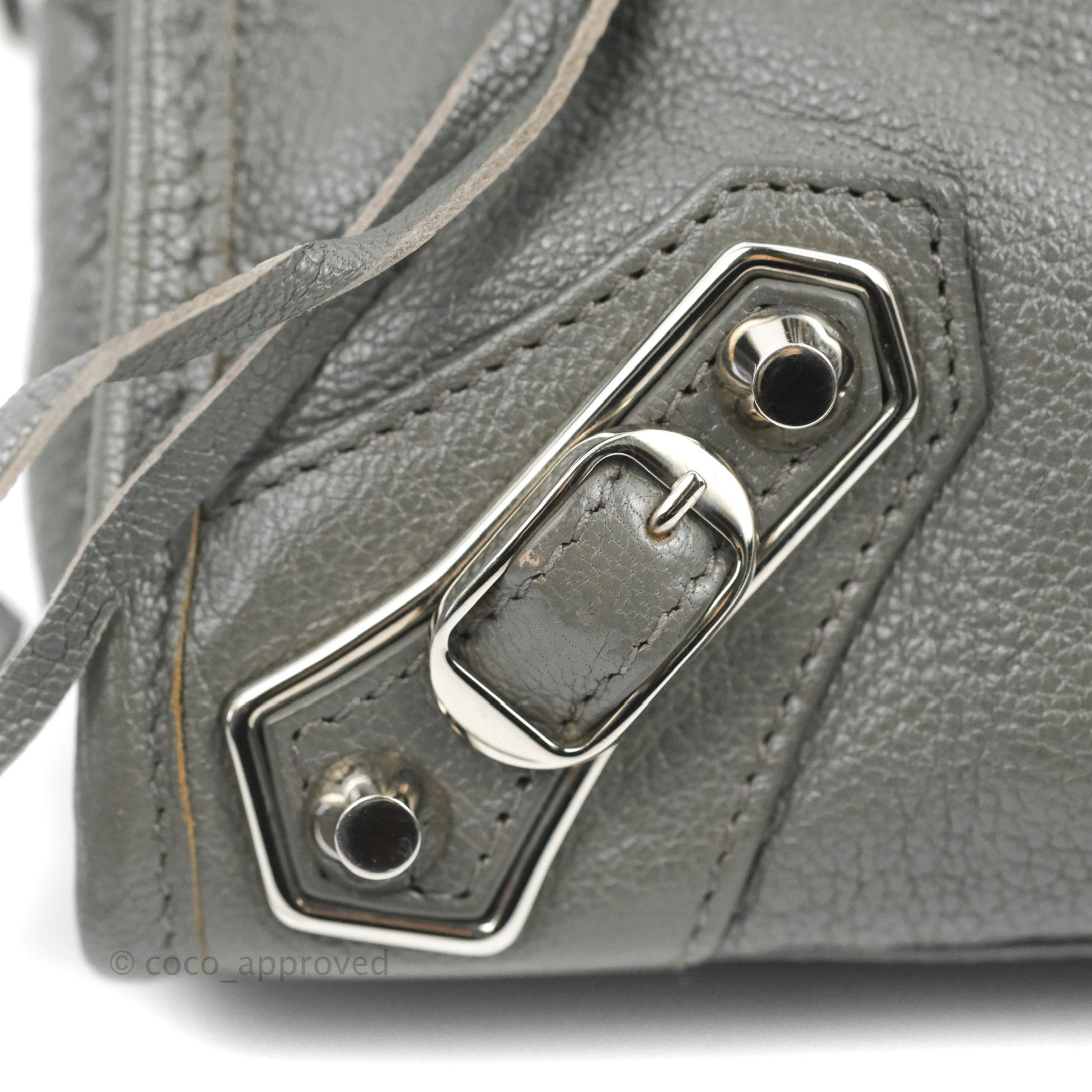 Balenciaga Classic Mini City Bag Grey Aged Calfskin Silver Balenciaga Classic Mini City Bag Grey Aged Calfskin Silver