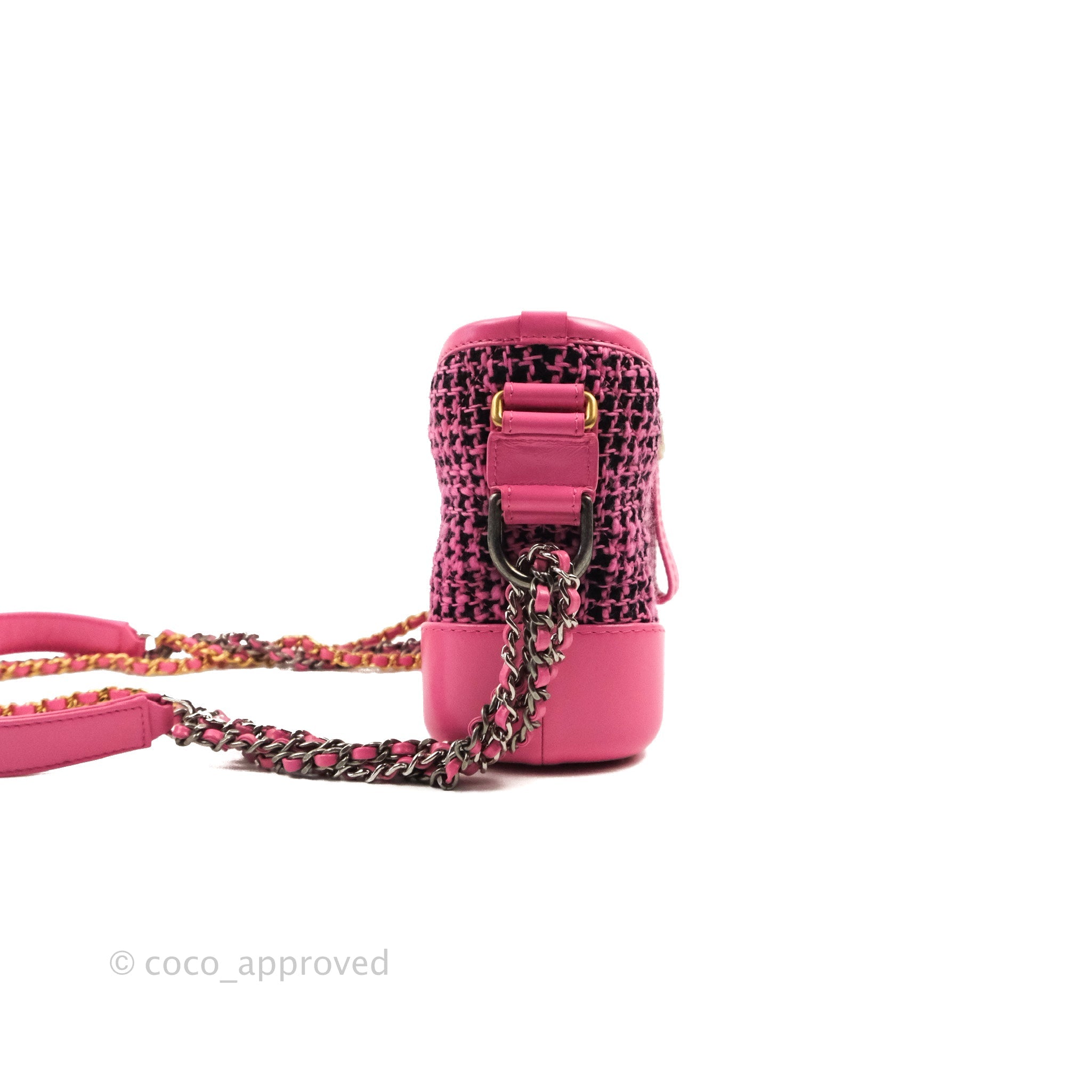 Chanel Gabrielle Hobo Bag Pink Tweed with Gold-Tone Hardware