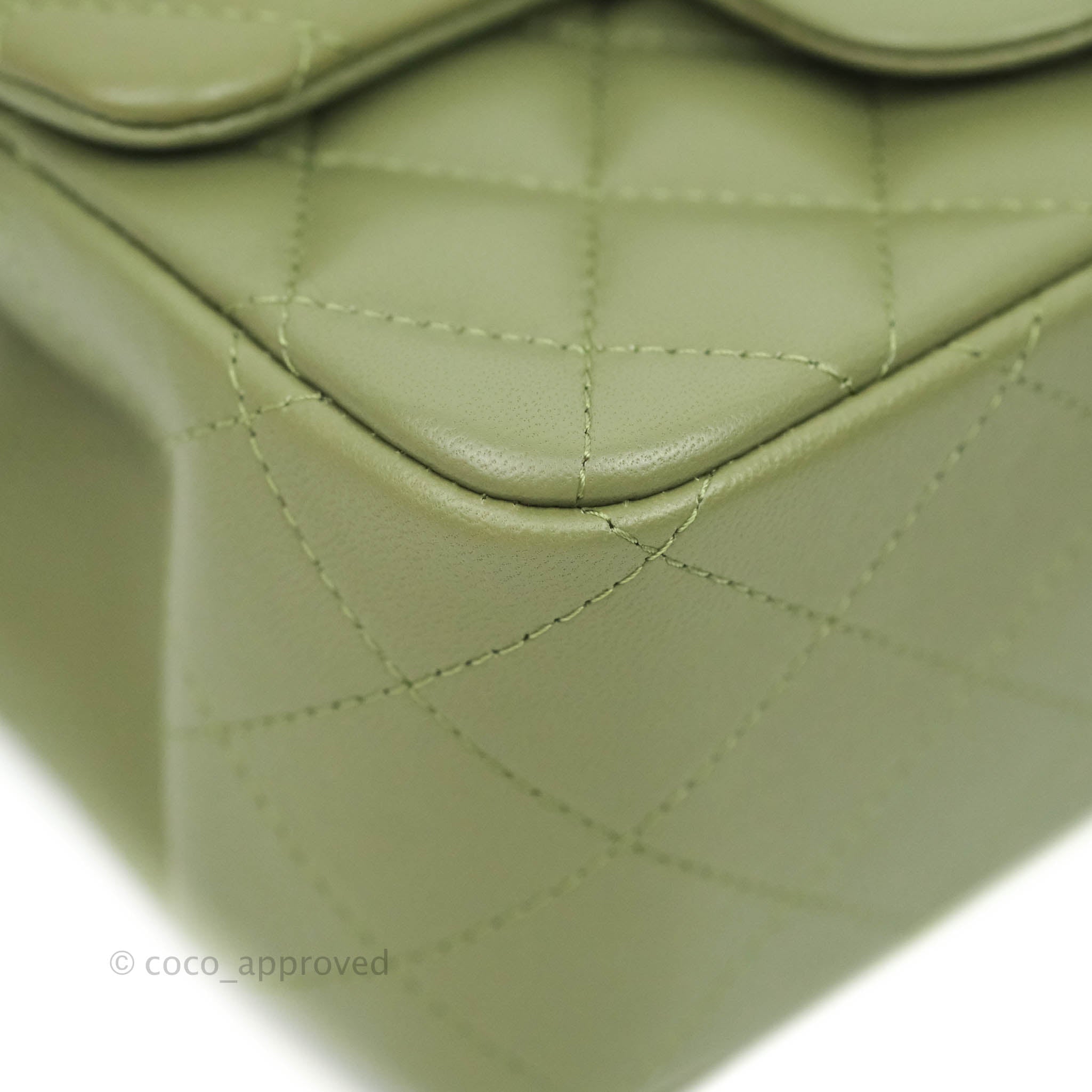 Chanel Quilted Mini Square Olive Green Lambskin Silver Hardware 21B – Coco  Approved Studio