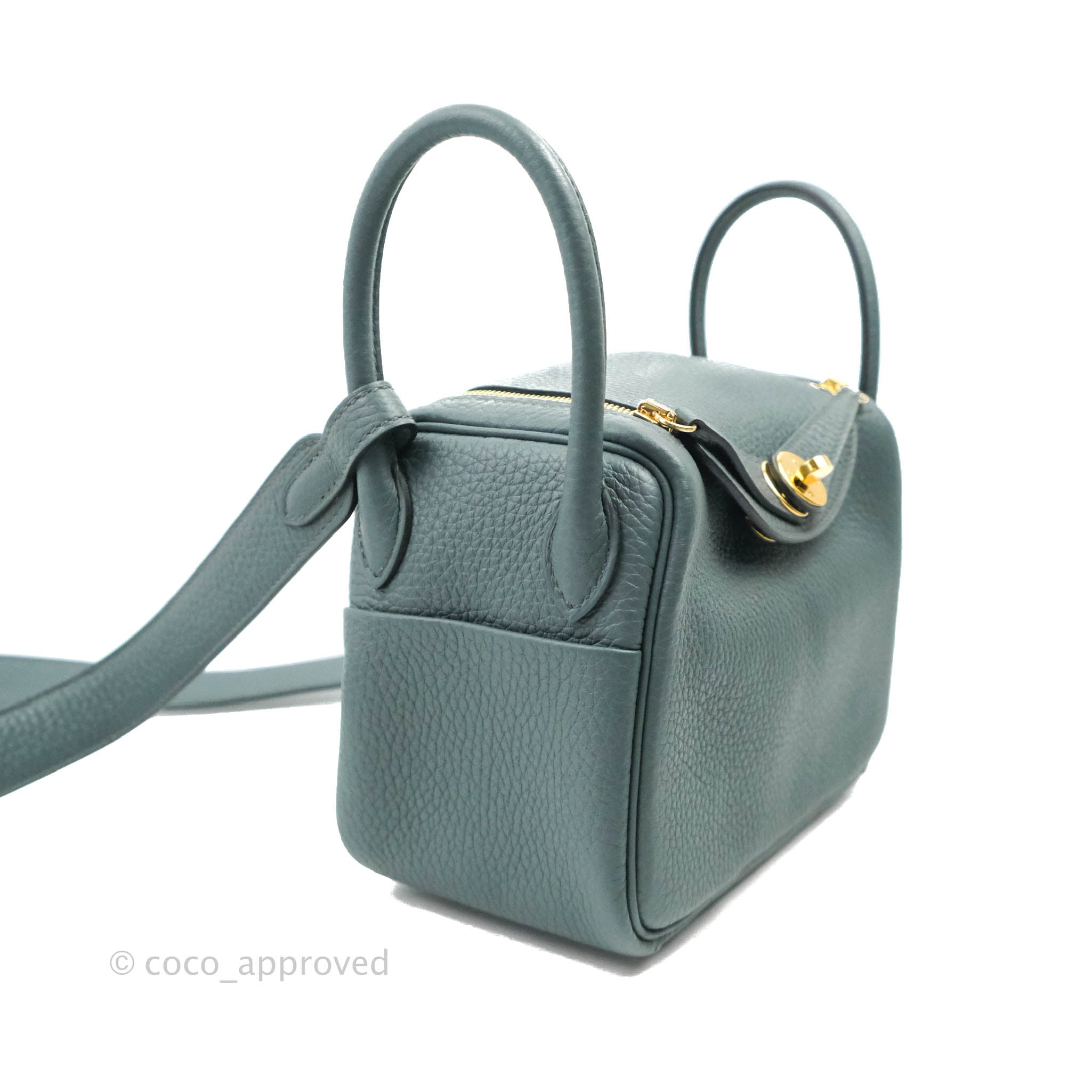 Hermes Mini Lindy In Bleu Pale Clemence Leather With Gold Hardware (Pa –  Found Fashion