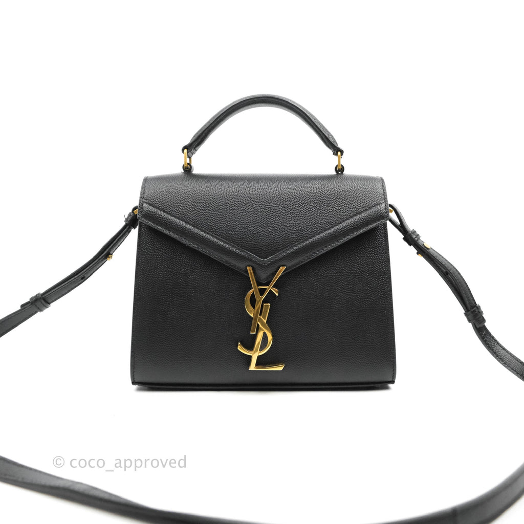 Saint Lauren Cassandra Mini Top Handle Bag Black Grained Calfskin