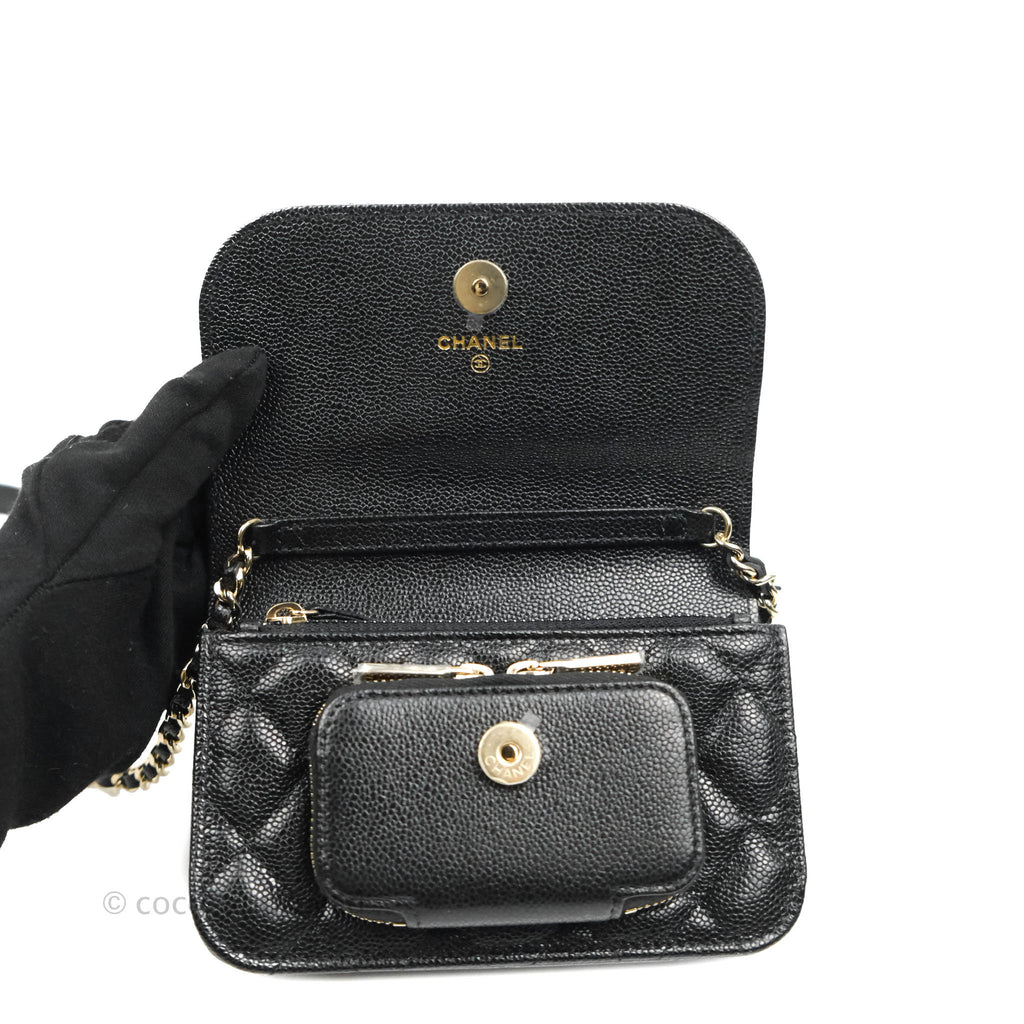 Chanel Business Affinity Clutch With Chain Black Caviar Gold Hardware