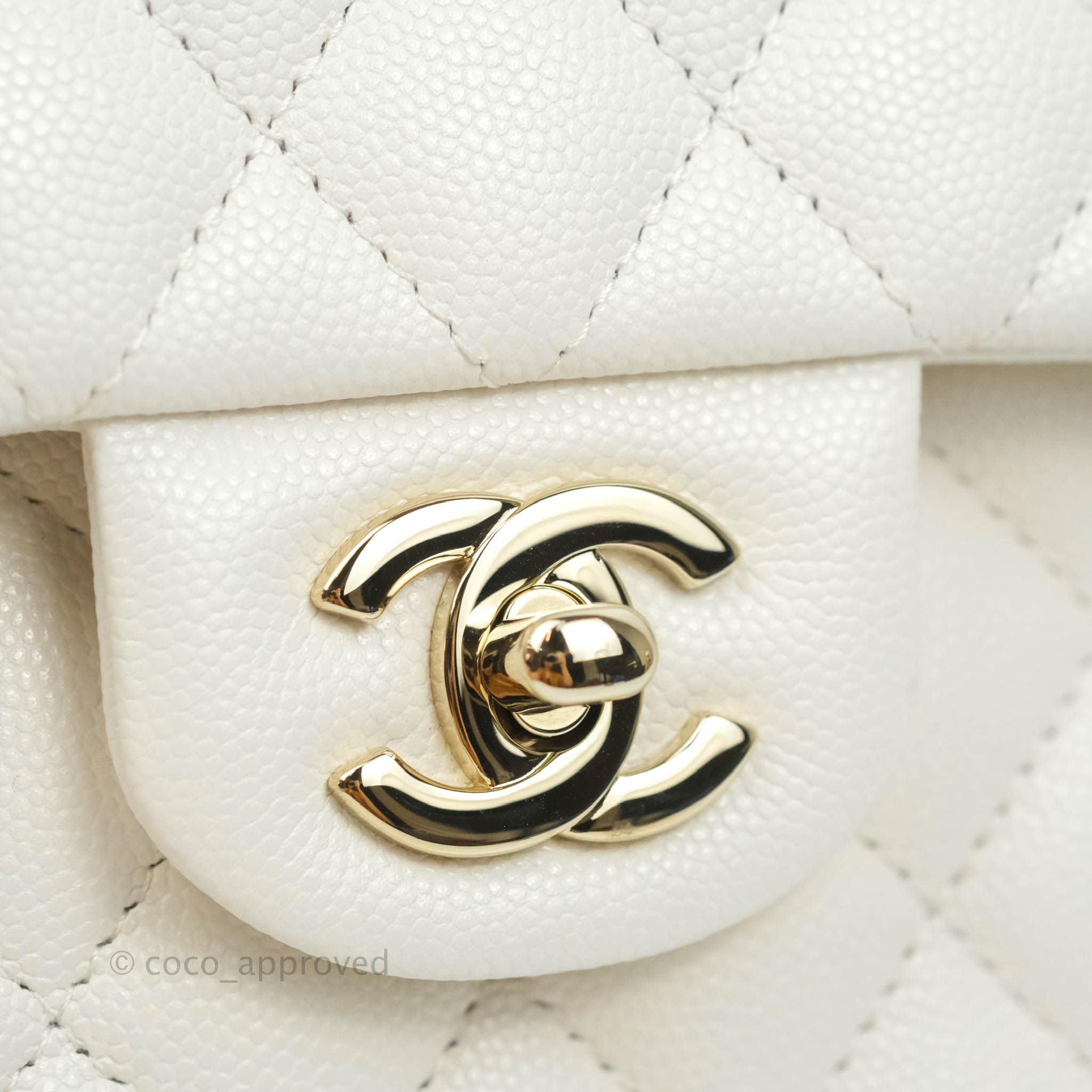 Chanel Classic Small S/M Flap White Caviar Gold Hardware 20S
