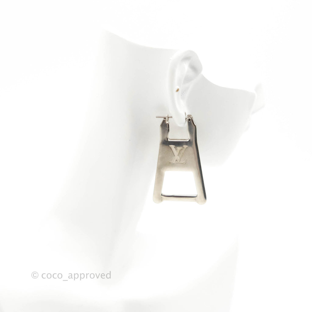 Louis Vuitton Zip Earrings Silver Tone