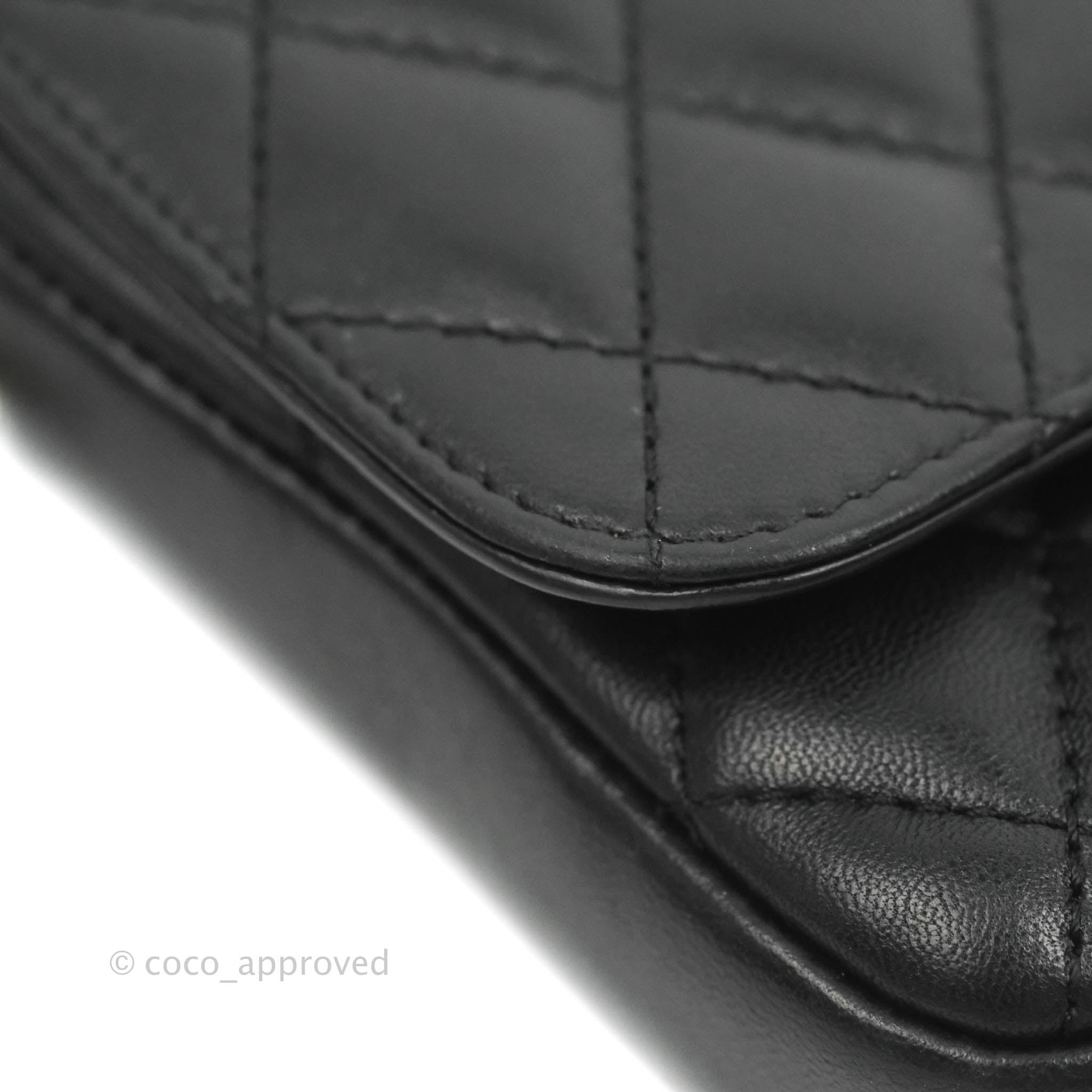 Chanel Classic Twin Flap Bag Side Pack Black Lambskin Gold Hardware