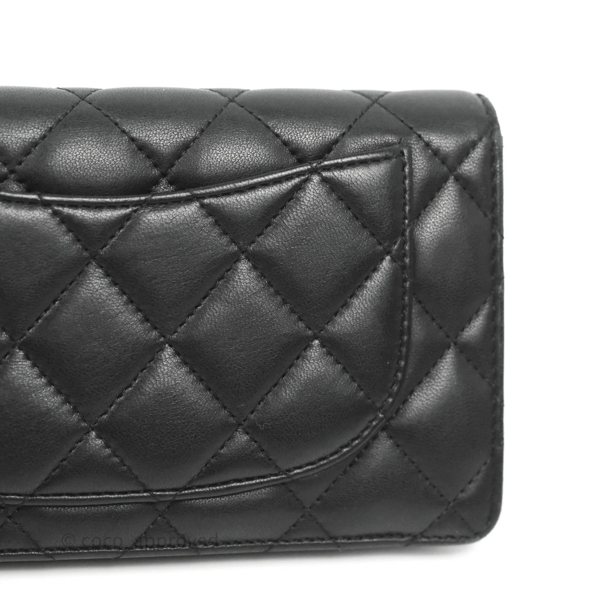 Chanel Classic Quilted Passport Holder Black Lambskin Silver Hardware –  Coco Approved Studio