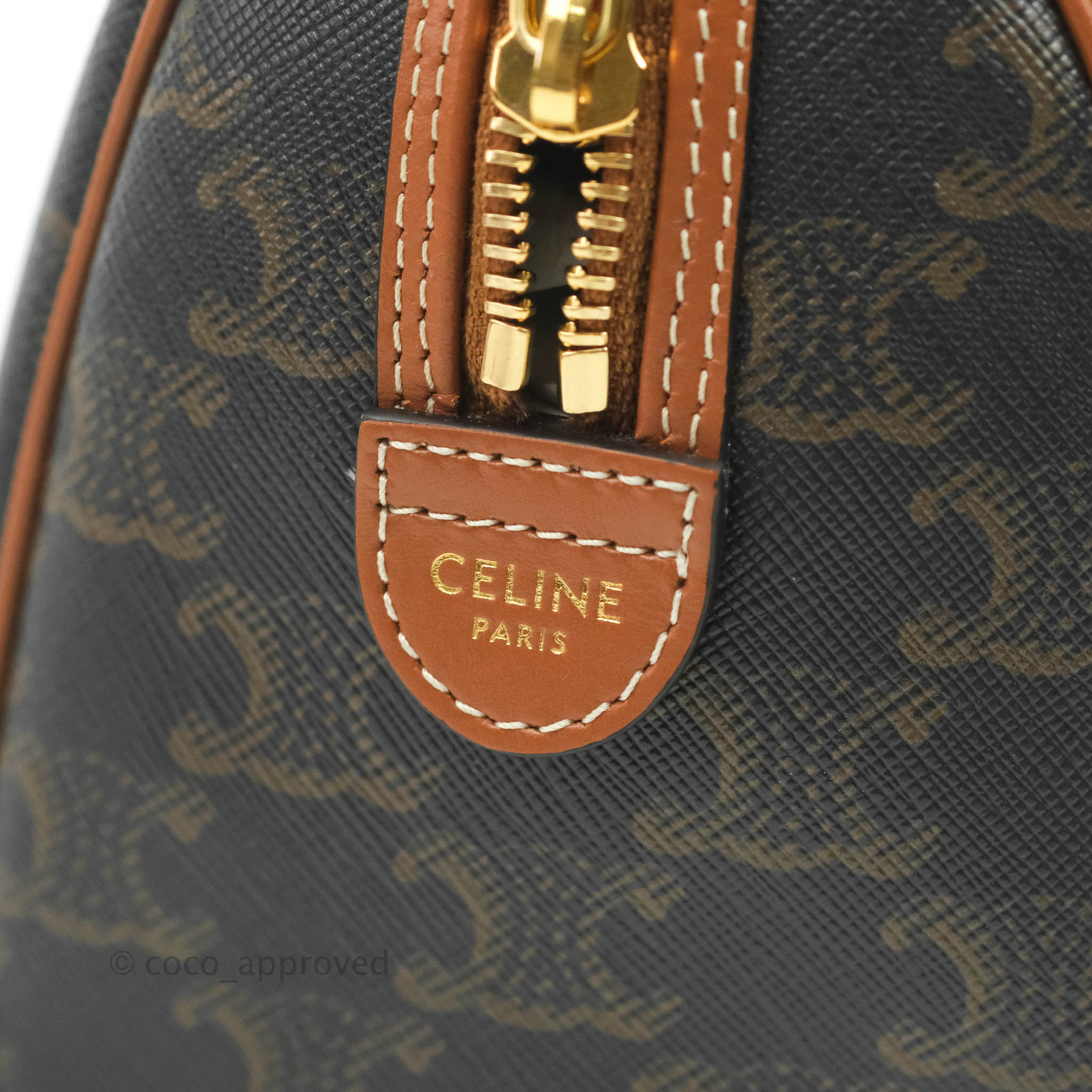 Celine Small Triomphe Canvas Boston Bag Tan Calfskin – Coco