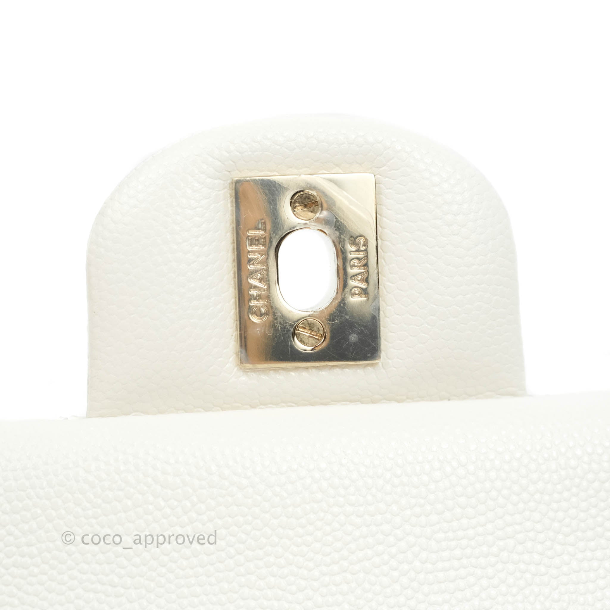 Chanel Classic Small S/M Flap White Caviar Gold Hardware 20S – Coco  Approved Studio