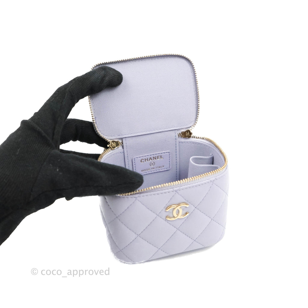Chanel Mini Top Handle Vanity With Chain Lilac Lambskin Gold Hardware