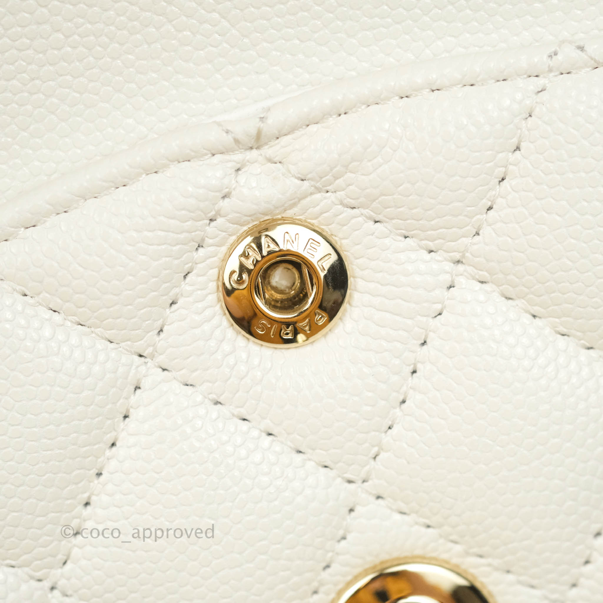Chanel Classic Small S/M Flap White Caviar Gold Hardware 20S