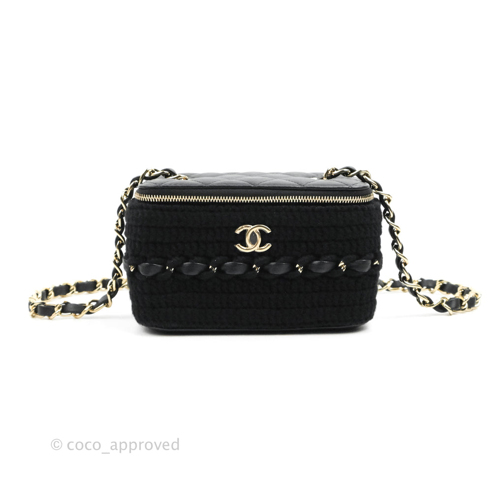 Chanel Vanity with Chain Crochet Black Lambskin Gold Hardware