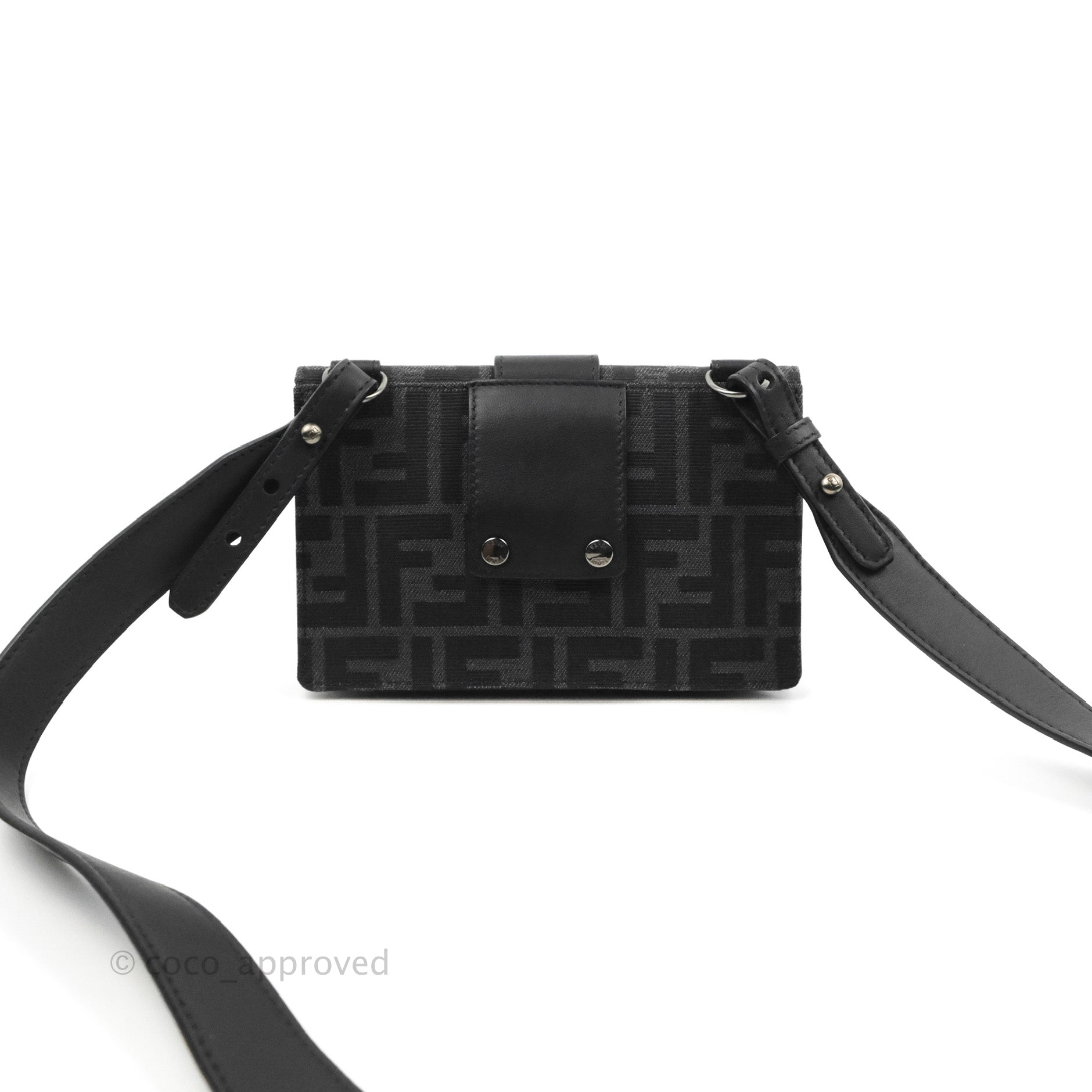 Fendi Embossed FF Mini Baguette Bag - Black Crossbody Bags