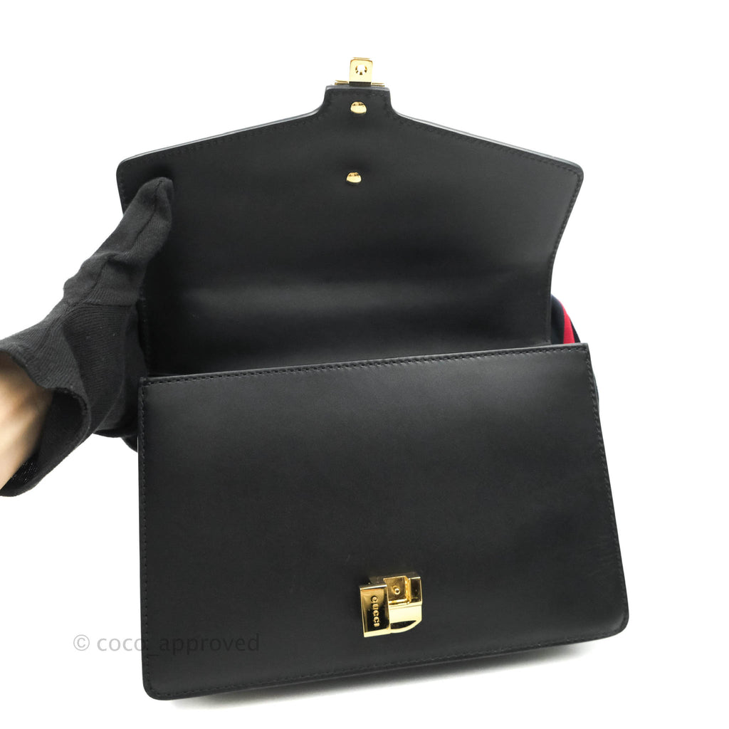 Gucci Calfskin Small Sylvie Shoulder Bag Black