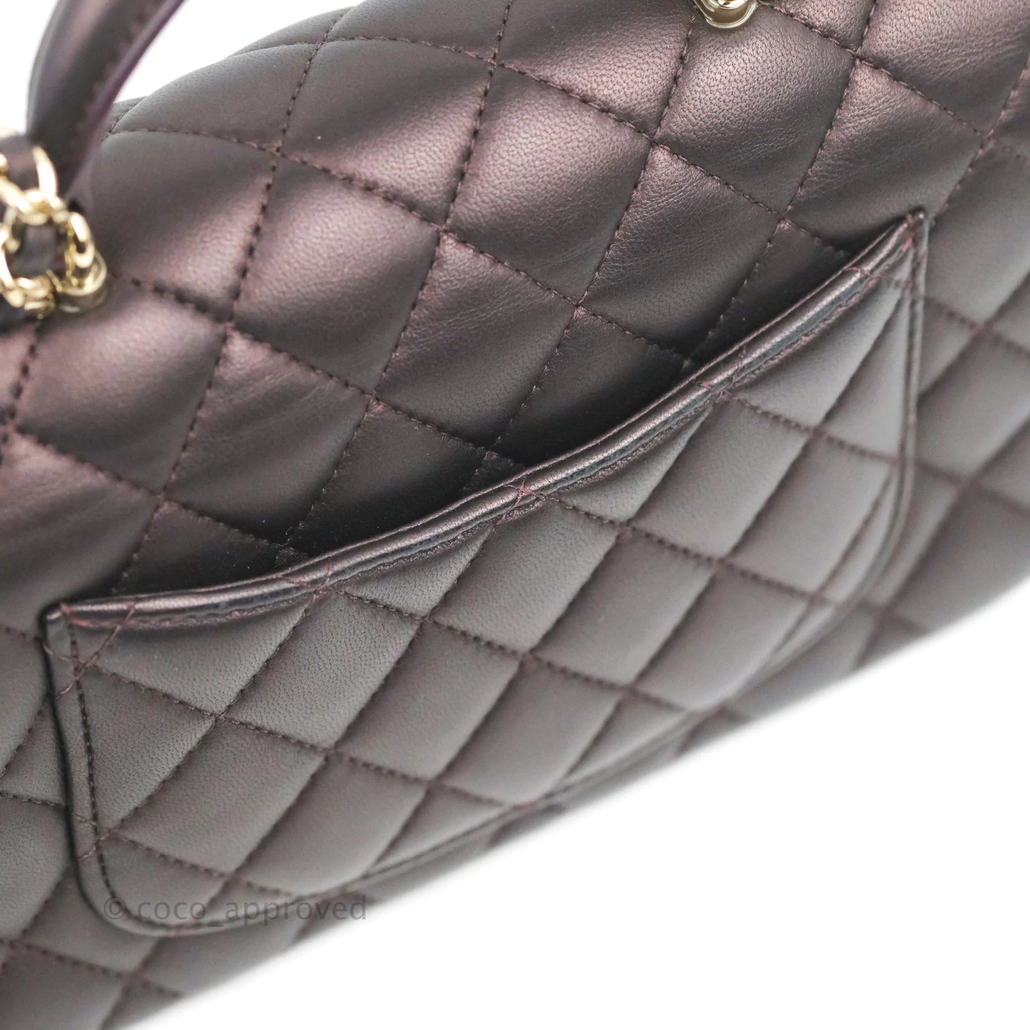 Chanel Top Handle Mini Rectangular Flap Bag Dark Purple Lambskin