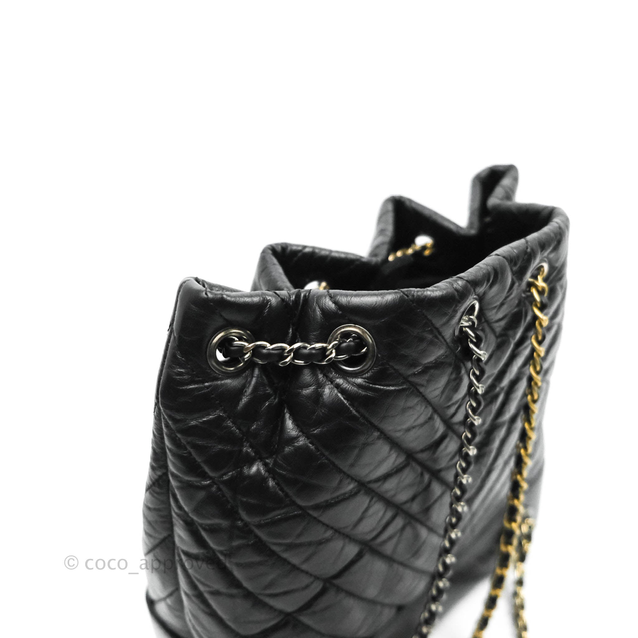 Chanel Chevron Small Gabrielle Backpack Black Aged Calfskin – Coco Approved  Studio