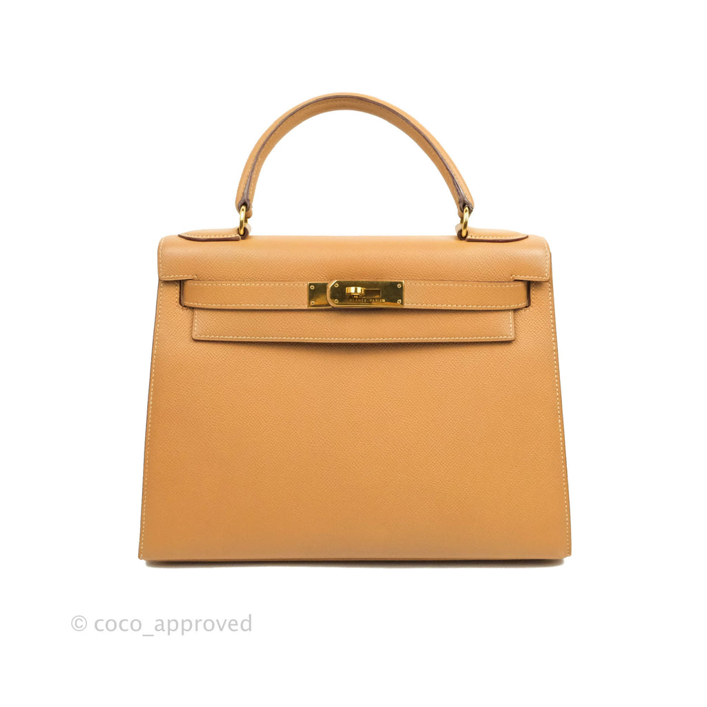 Hermès Vintage Kelly 28 Gold Natural Courchevel Sellier Gold
