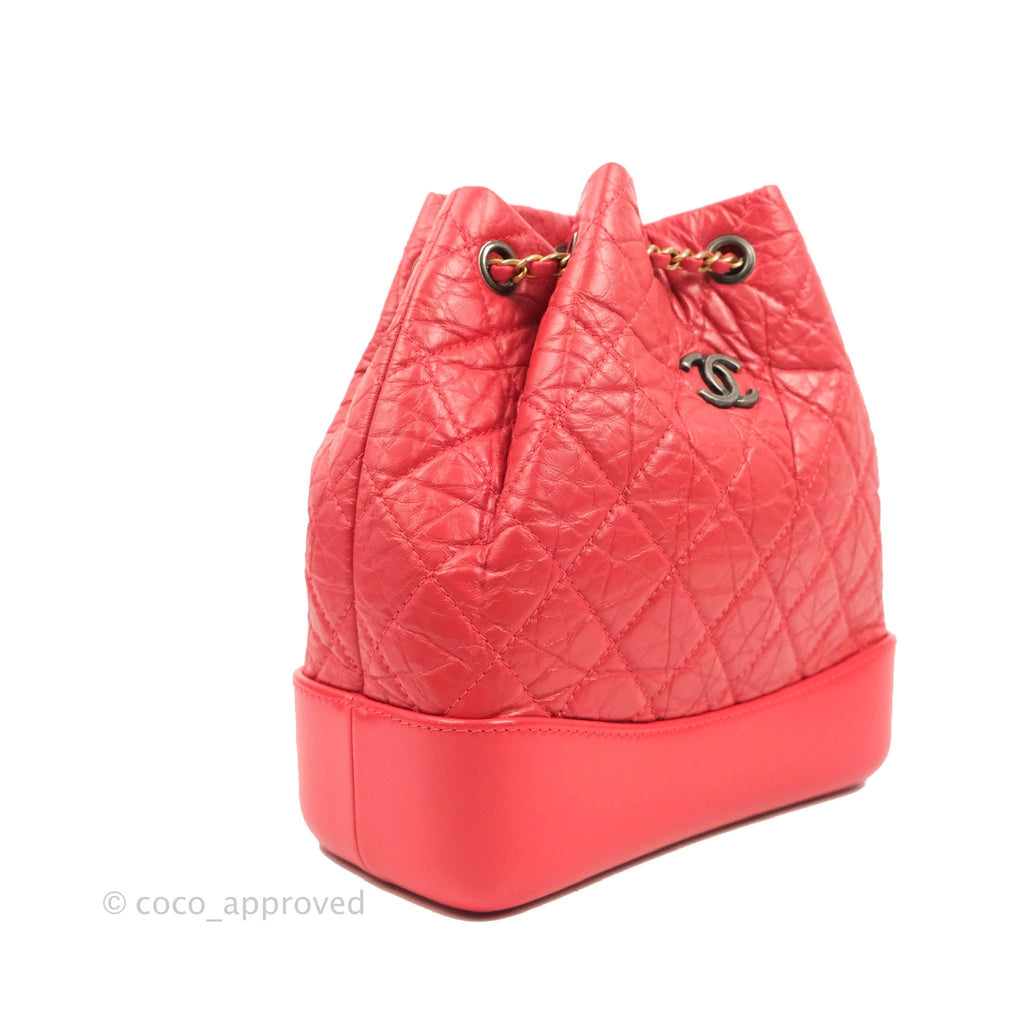 Chanel Small Gabrielle Backpack Red Aged Calfskin