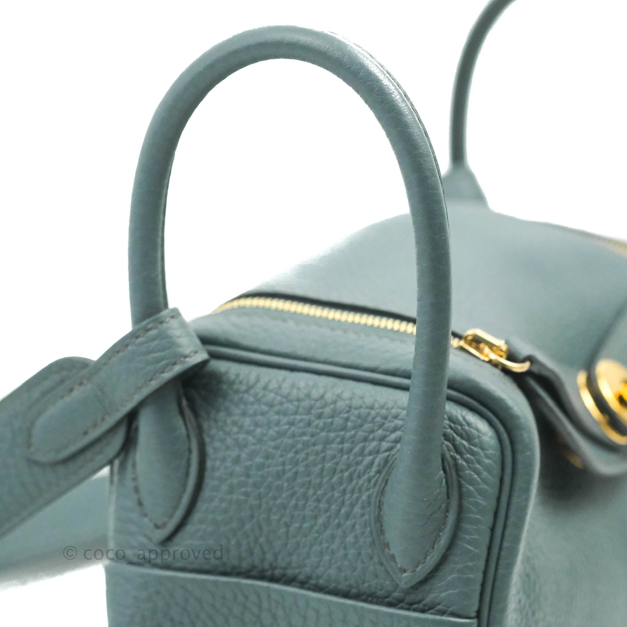 Hermès Mini Lindy 20 Clemence Vert Bosphore GHW Turquoise Leather  ref.205726 - Joli Closet