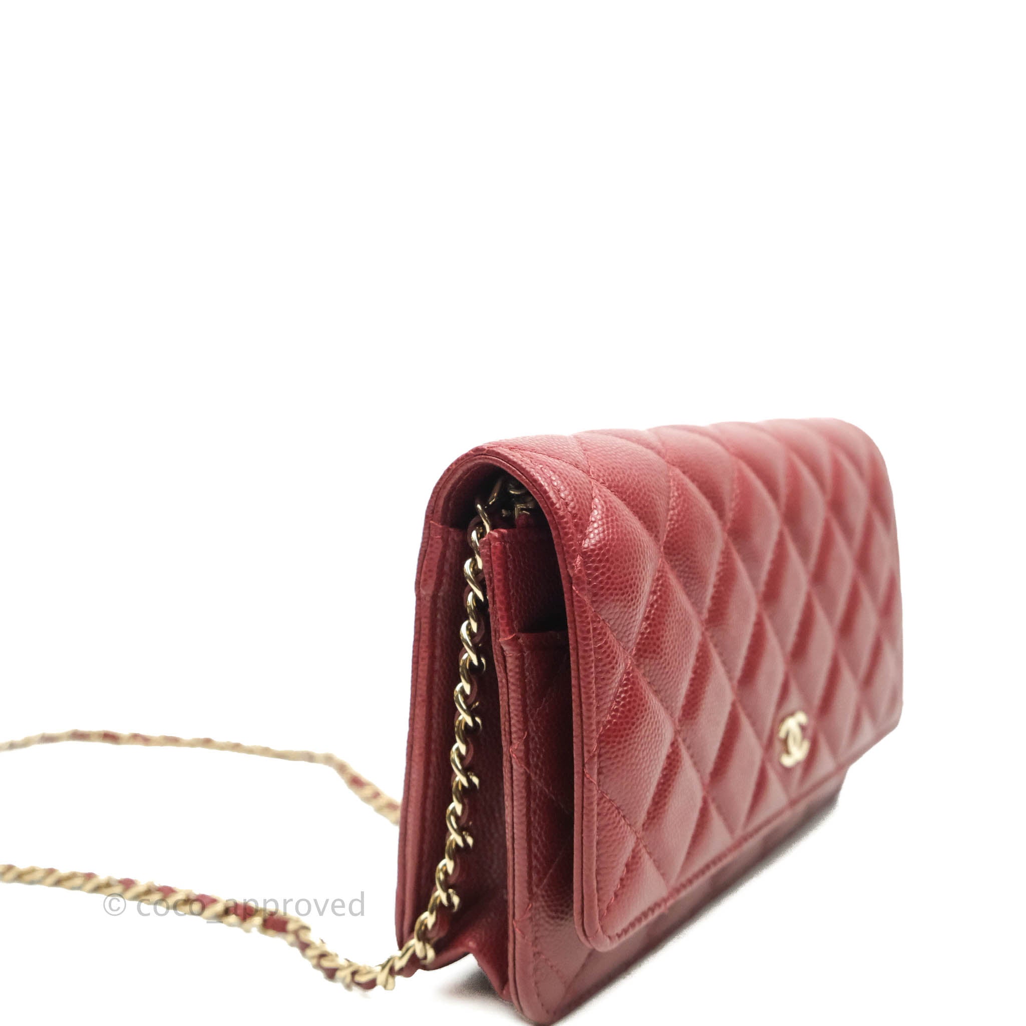 CHANEL 21B WALLET On Chain WOC Burgundy Caviar Leather Gold Chain Slightly  Used $3,200.00 - PicClick