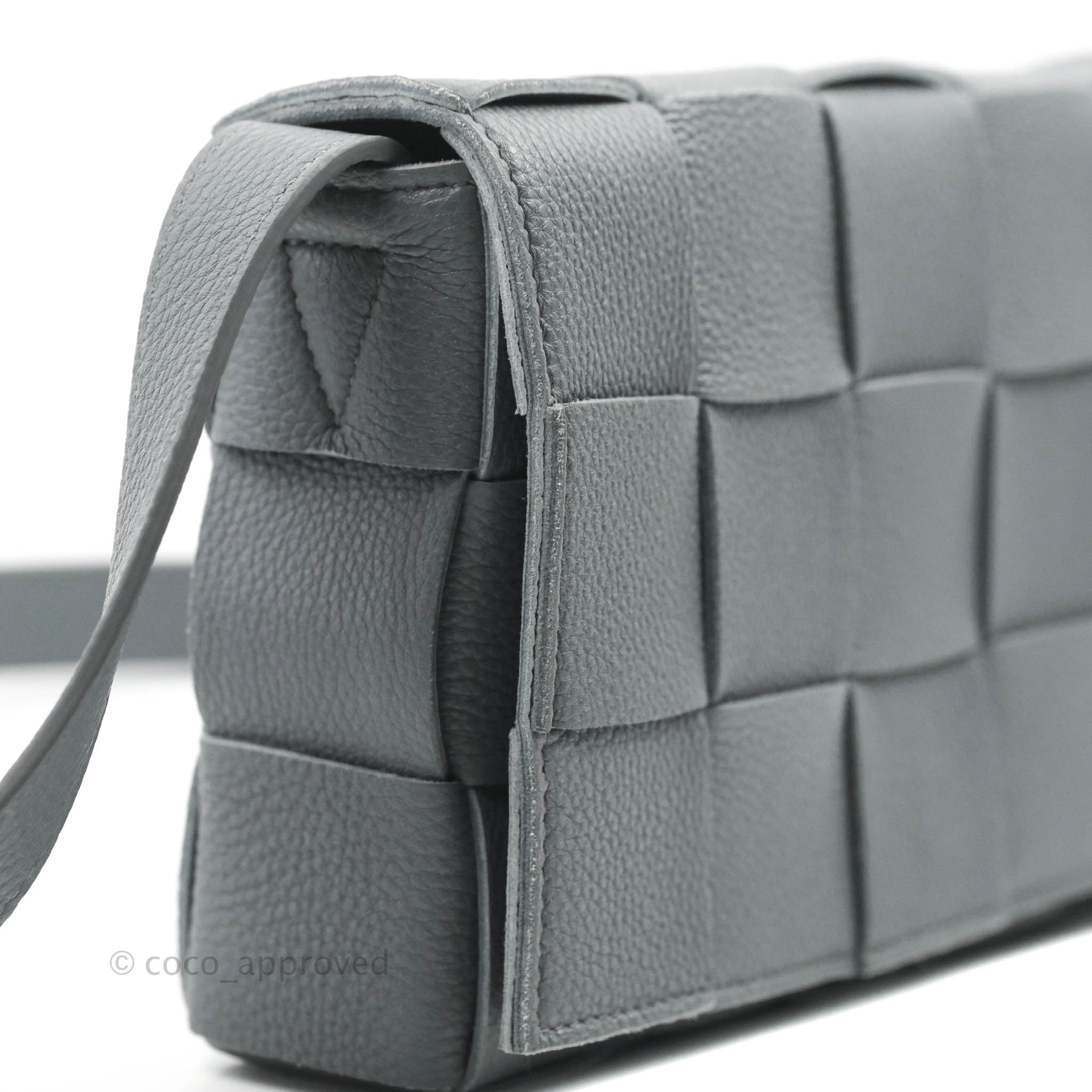 TAPE shoulder bag in grey calfskin leather