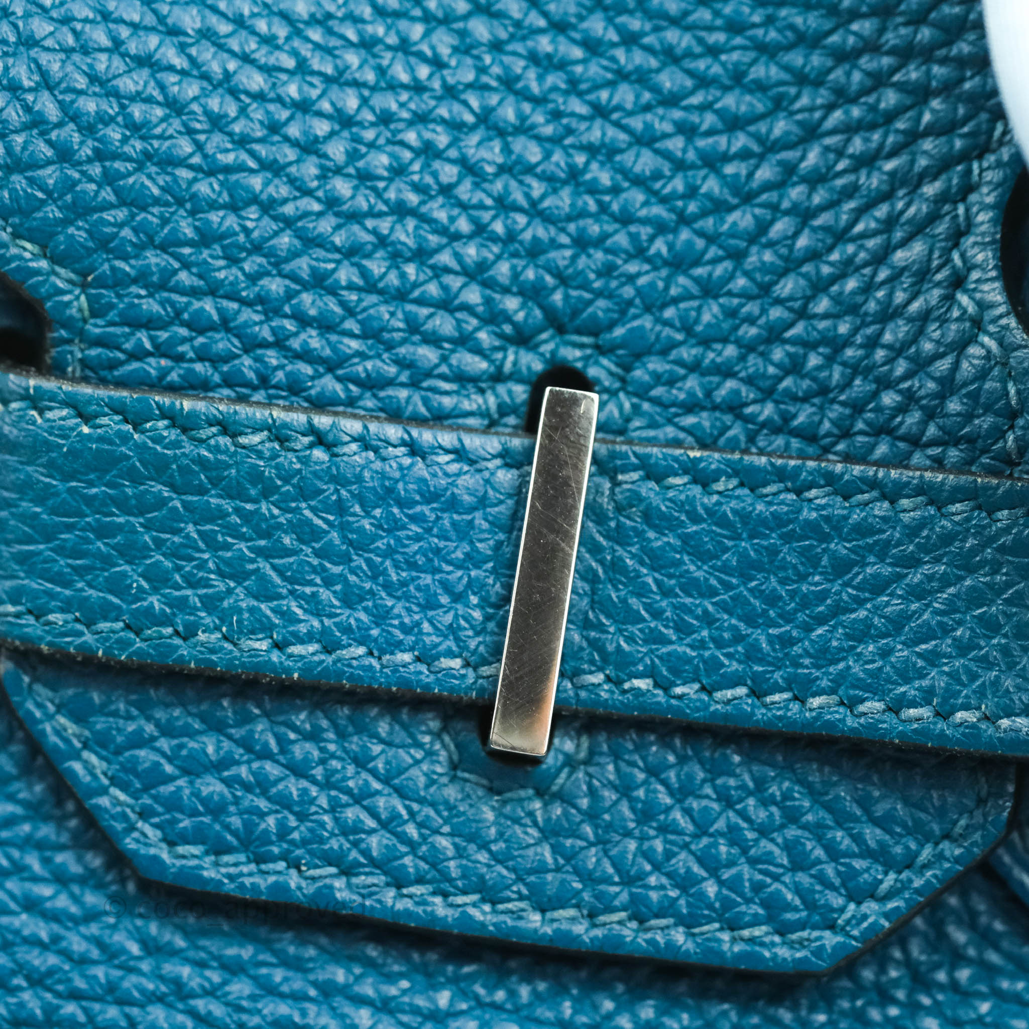 Hermes Blue Birkin Izmir Clemence Leather Gold Hardware Birkin 30