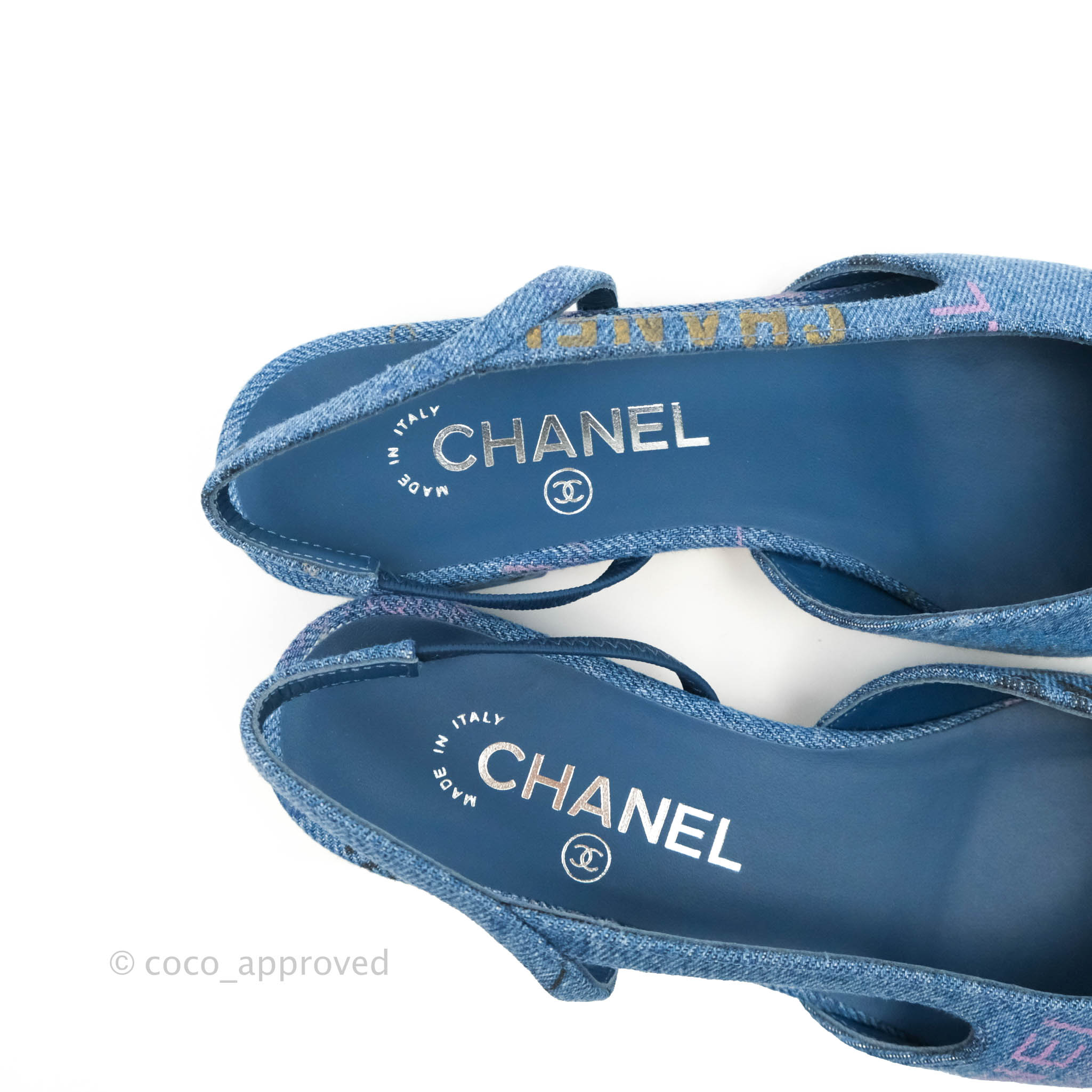 Chanel Denim Slingback 22S Size 37.5 – Coco Approved Studio