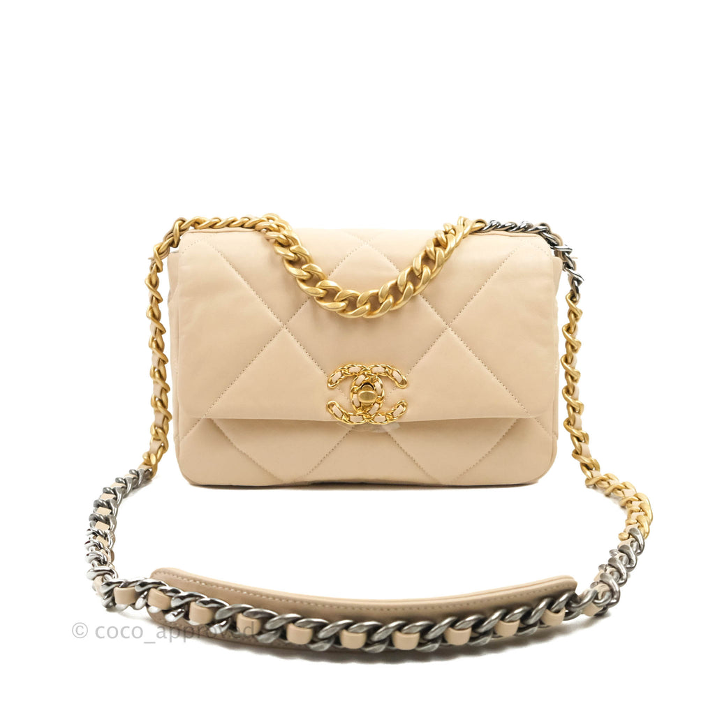Chanel 19 Small Light Beige Mixed Hardware