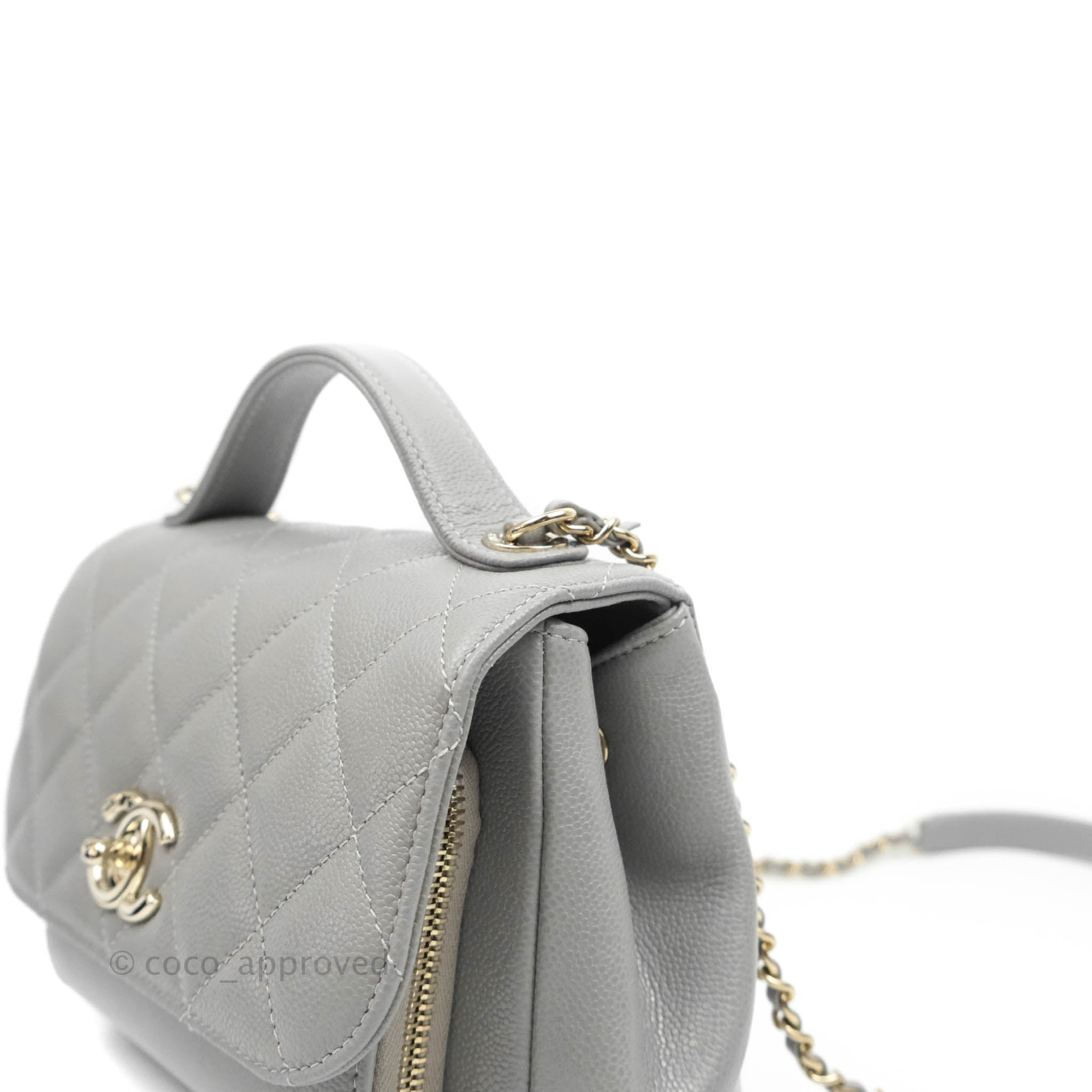 Chanel Caviar Quilted Small Business Affinity Flap Grey Light Gold Har –  Coco Approved Studio