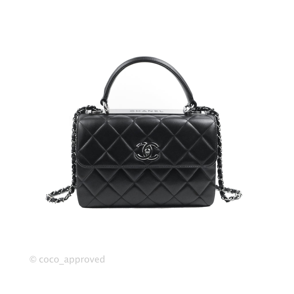 Chanel 2021 Black Lambskin Small Trendy Flap Bag with Handle LGHW – My Haute