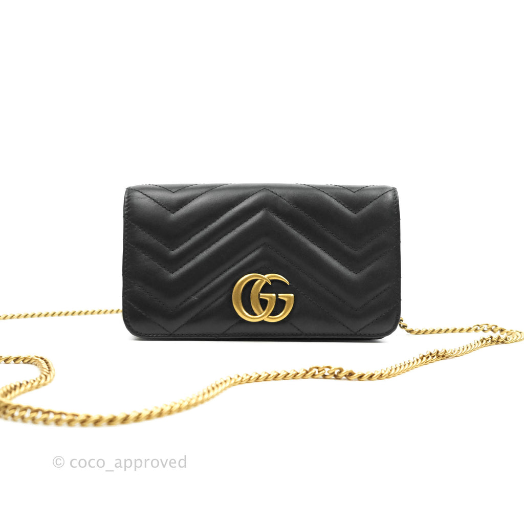 Gucci Matelasse GG Marmont Mini Bag Black Calfskin Gold Hardware