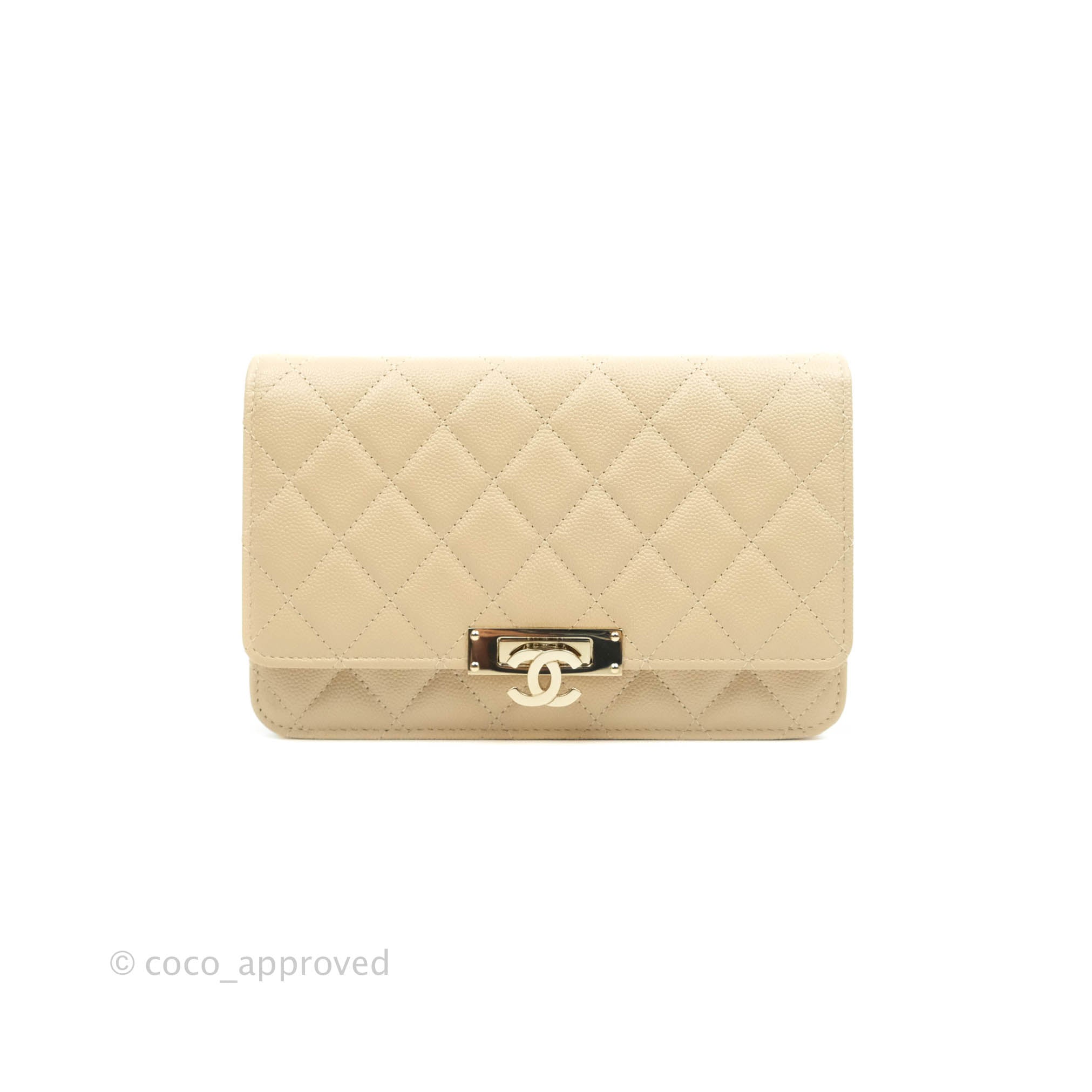 Chanel Quilted Golden Class Wallet on Chain WOC Light Beige Caviar Gold  Hardware