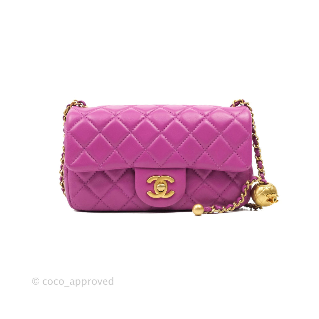 Chanel 22S gold pearl crush bag purple , Women's Fashion, Bags & Wallets, Cross-body  Bags on Carousell