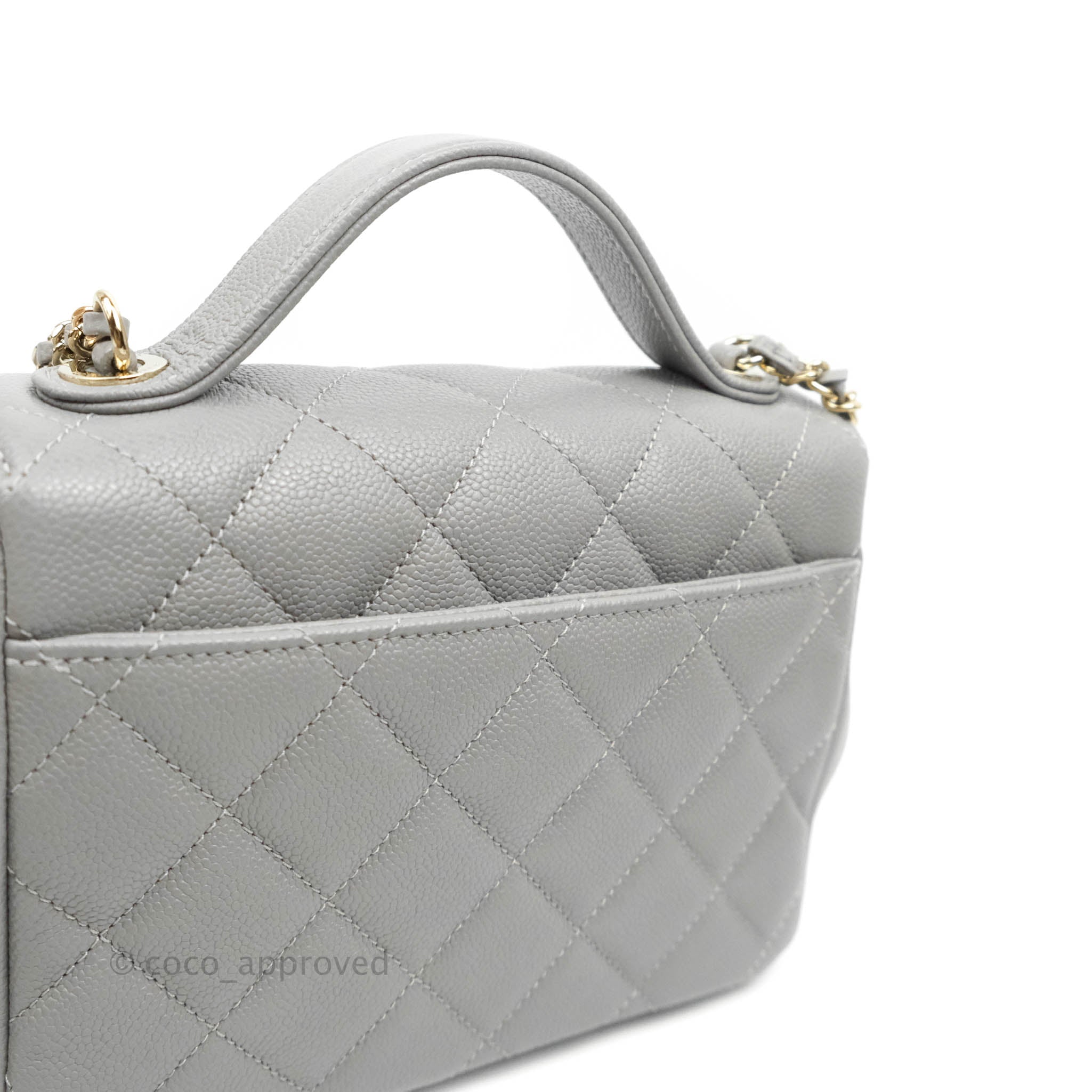 Chanel Quilted Small Business Affinity Flap Grey Caviar Gold