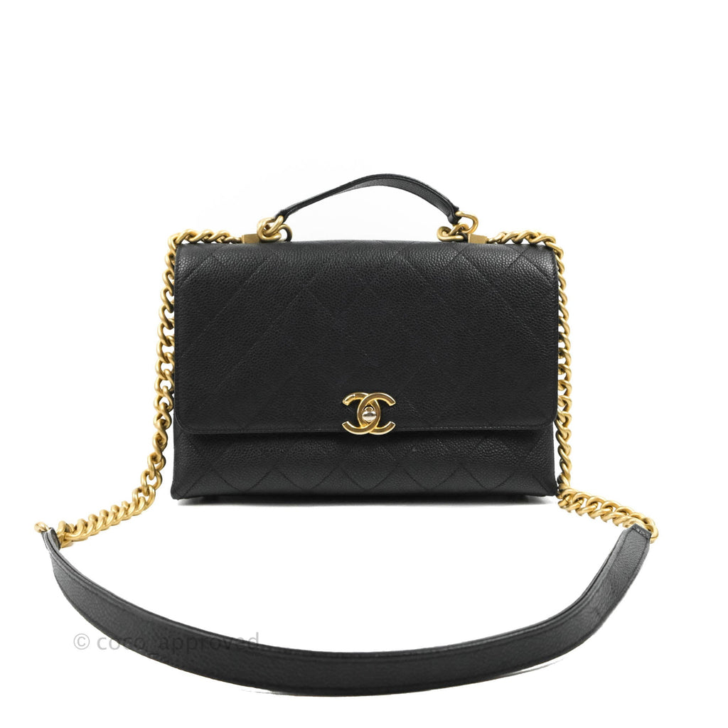 Chanel Small Chic Affinity Grained Calfskin Black Gold Hardware