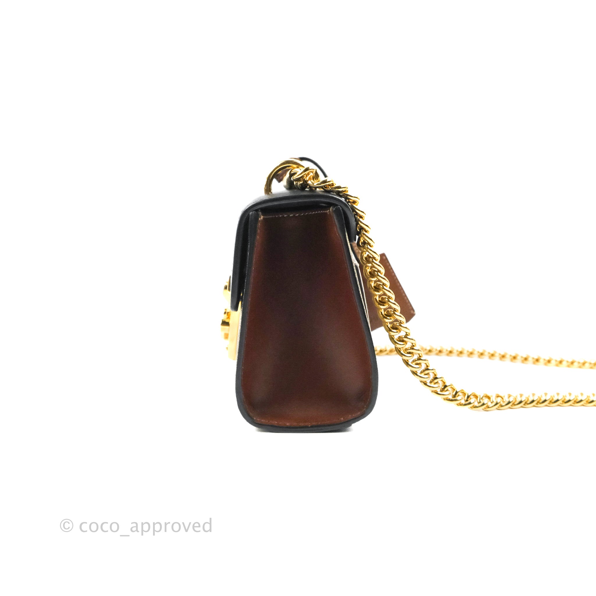 GUCCI GG Supreme Monogram Calfskin Medium Padlock Shoulder Bag Beige Black  Cuir 1245894