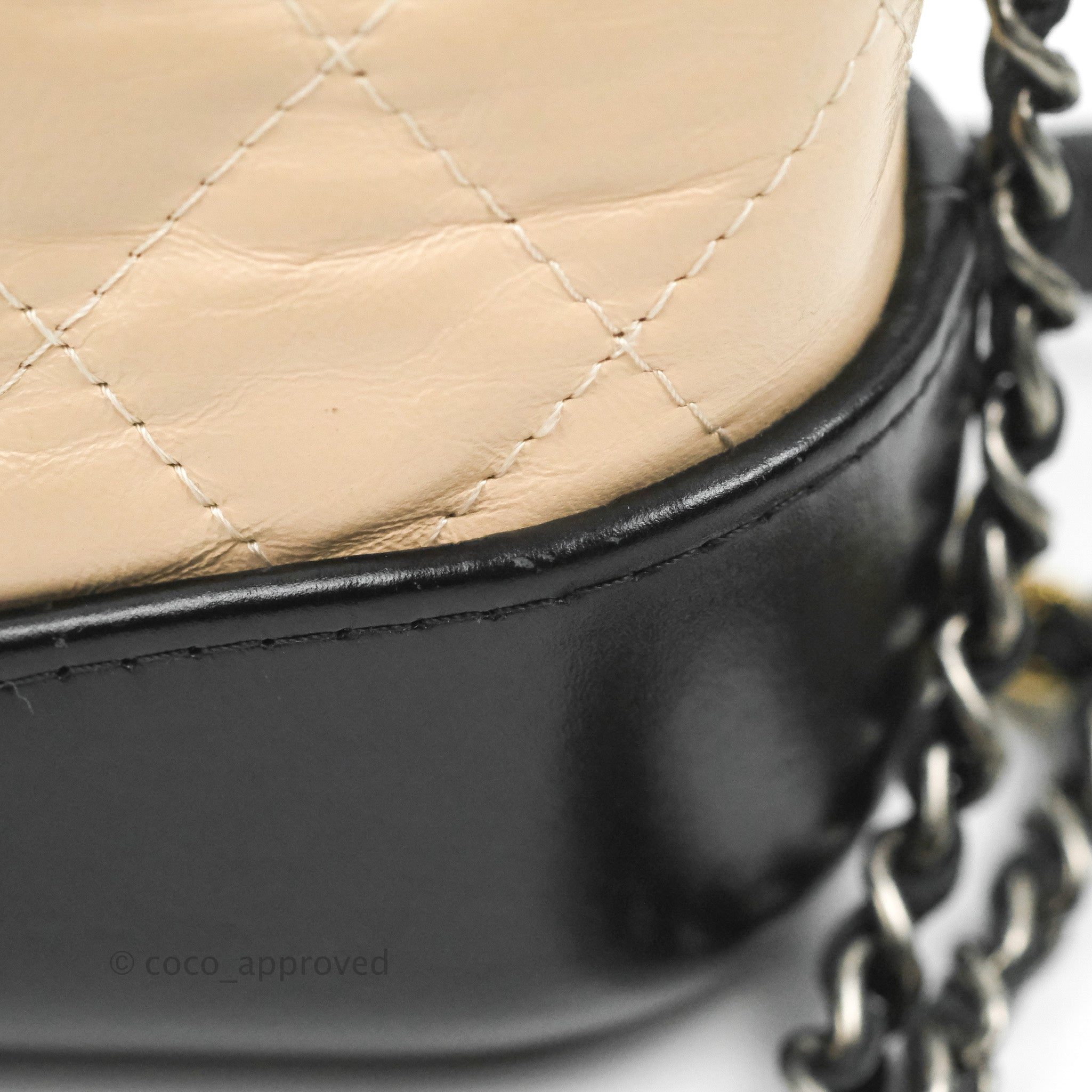 Chanel Gabrielle Clutch With Chain Aged Calfskin Beige/ Black Mixed Hardware