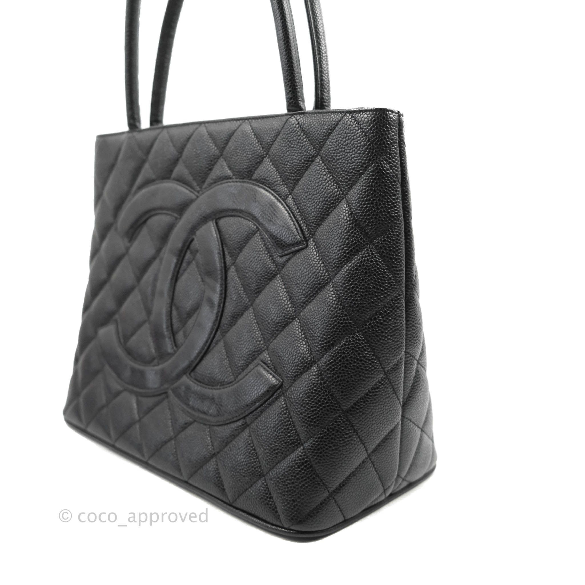 Chanel Medallion Vintage CC Black Caviar Tote Bag Silver Hardware – Coco  Approved Studio
