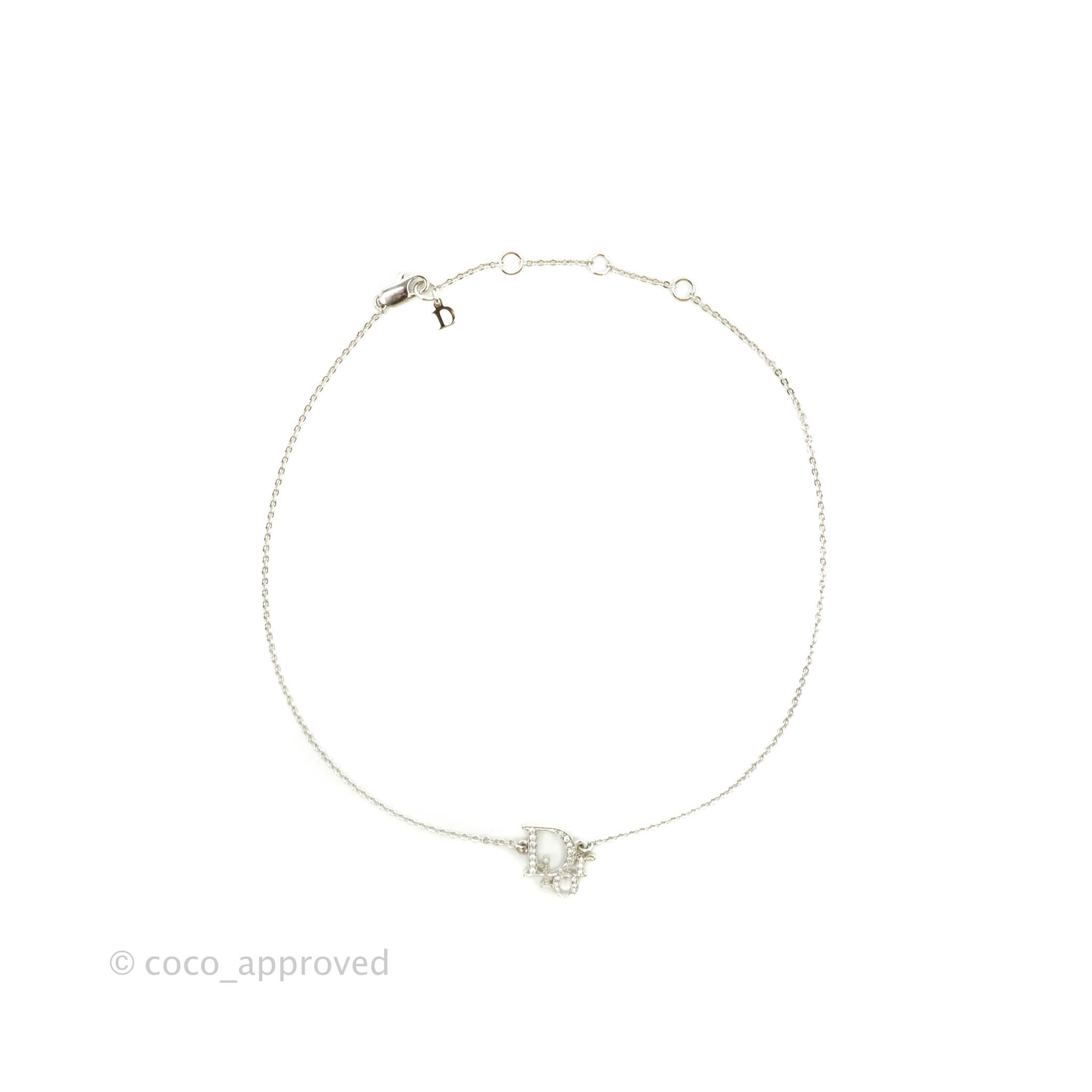 Christian Dior Crystal Oblique Necklace Silver Tone – Coco Approved Studio