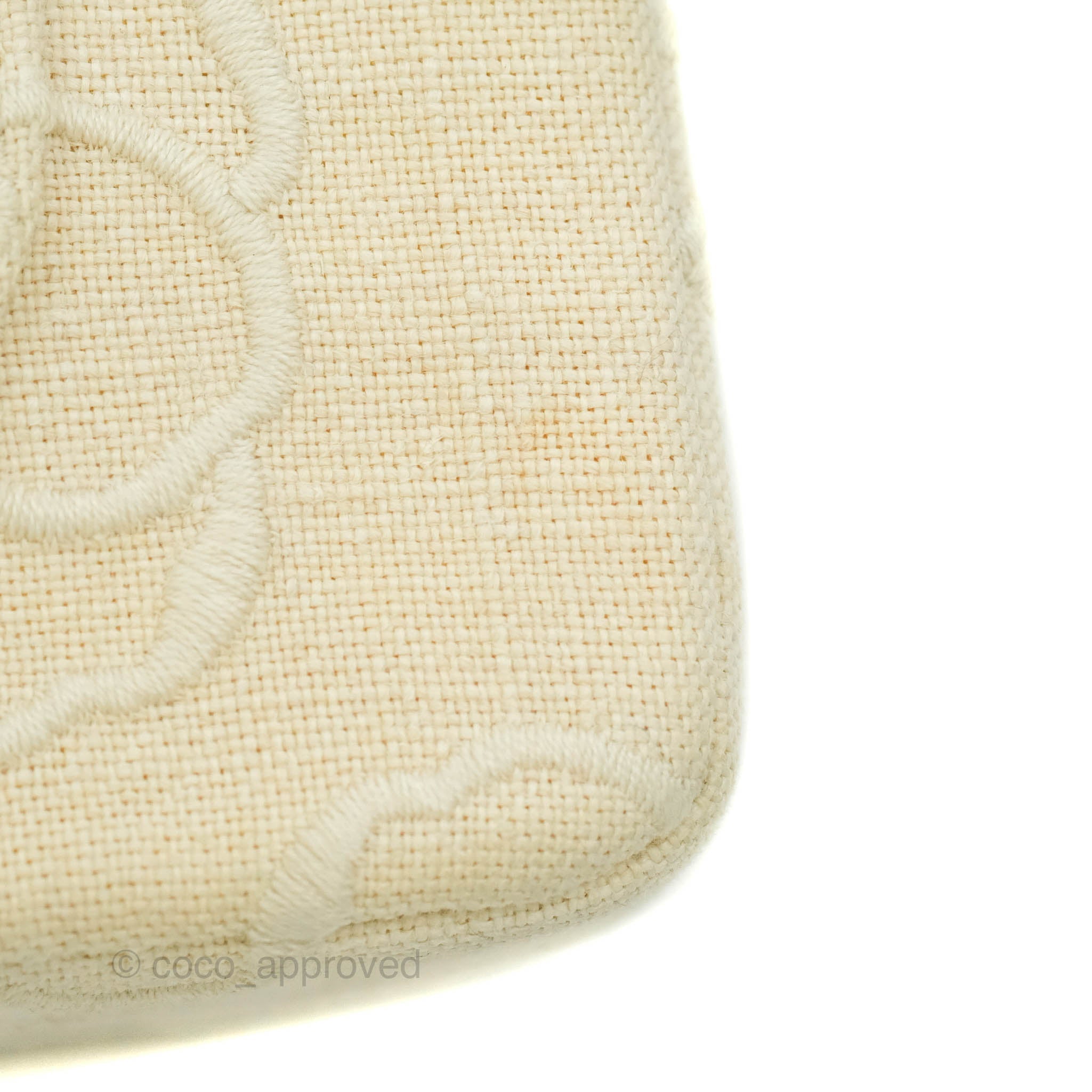 Chanel Small Flap Camellia Embroidered Ivory Beige Linen Canvas 24K Go –  Coco Approved Studio